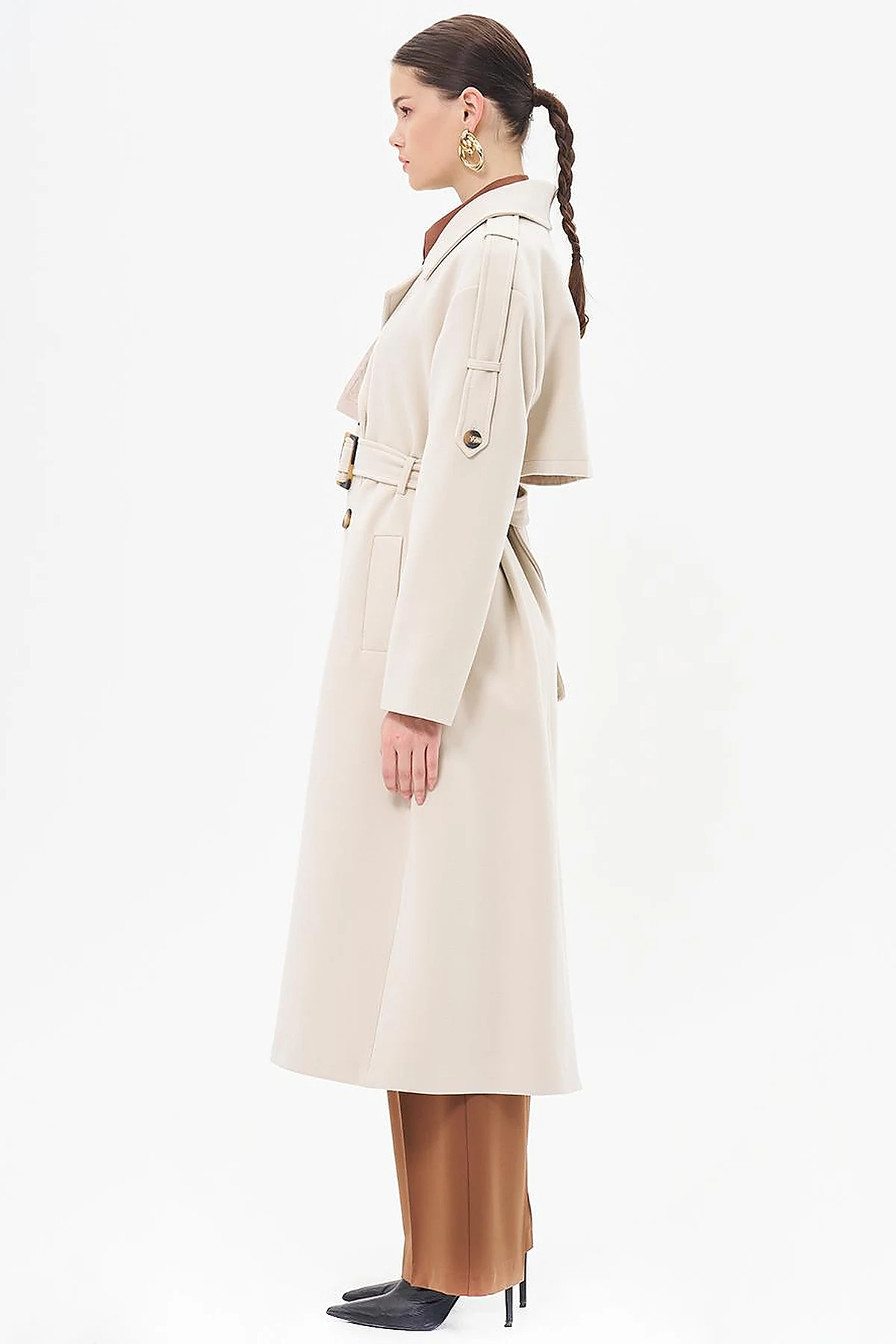Men's Collar Buckle Wool Coat Stone