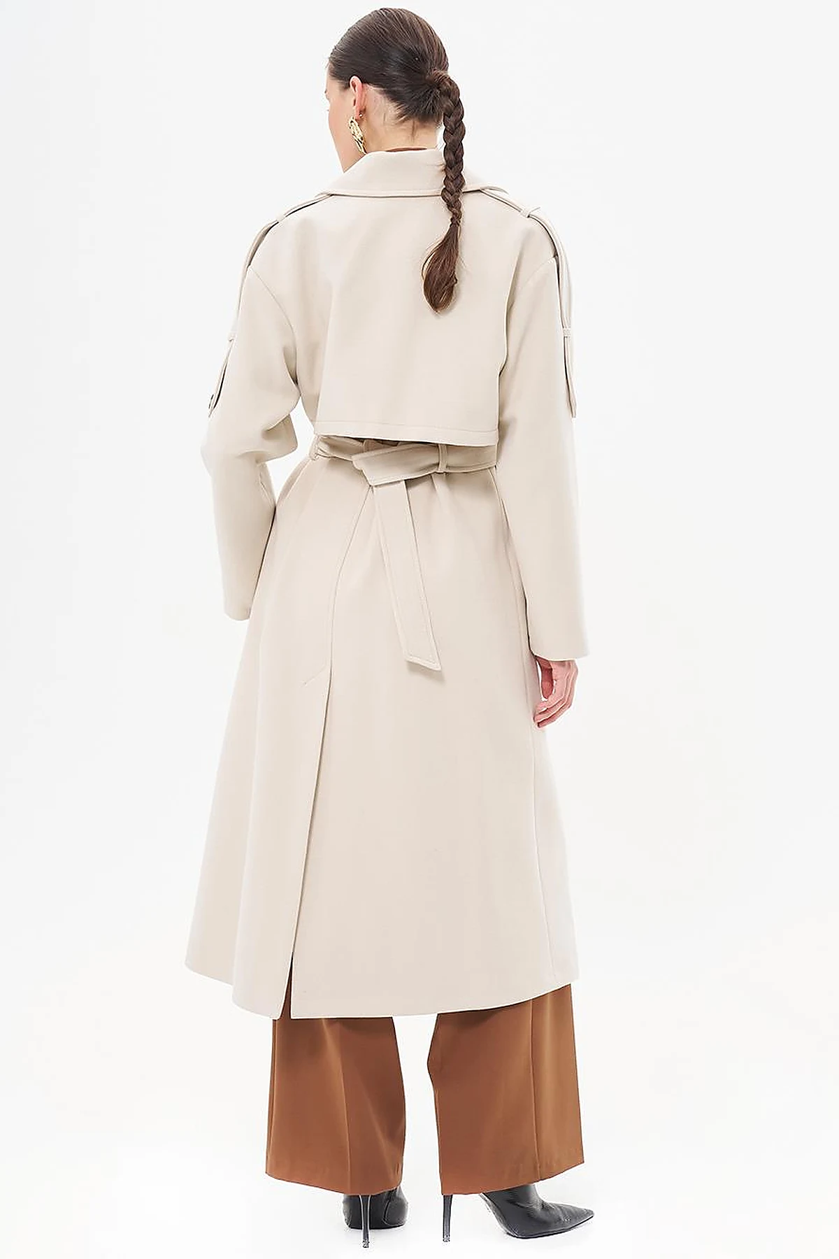 Men's Collar Buckle Wool Coat Stone