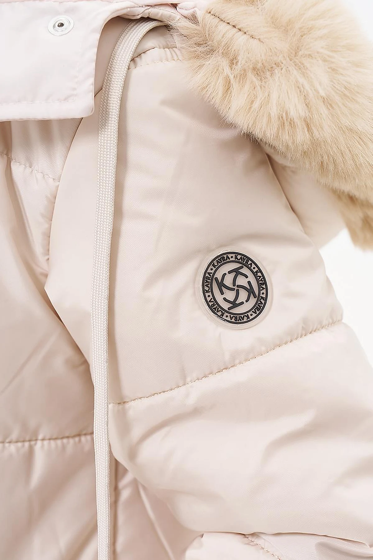 Quilted Anorak Coat with Faux Fur Detail Stone