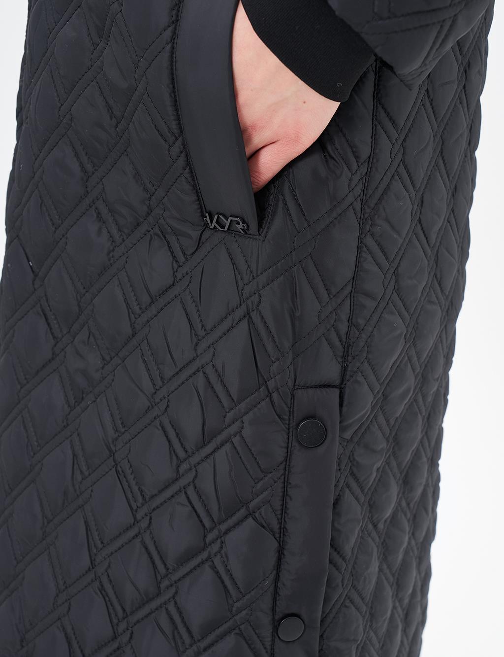 Hooded Quilted Coat Black 