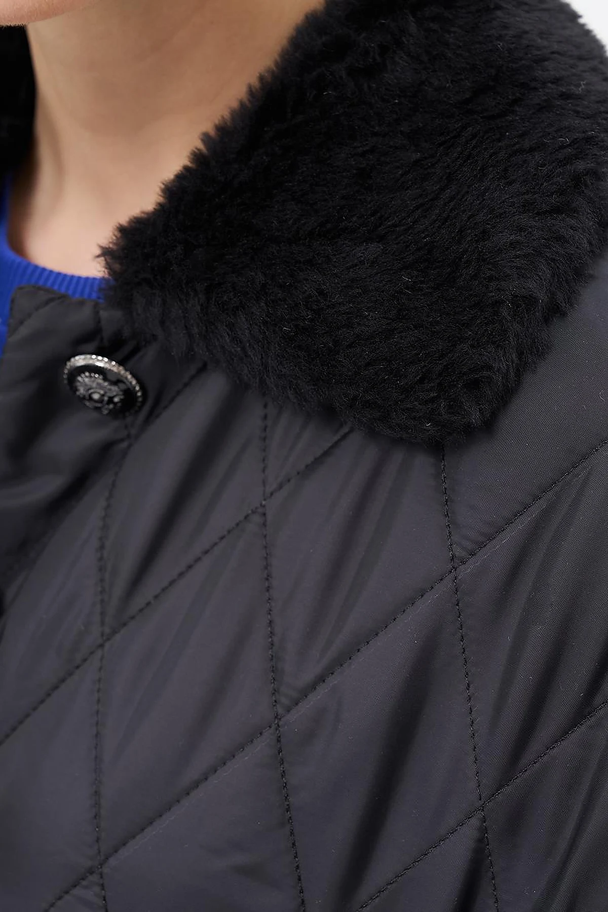 Epaulette Detailed Quilted Coat Black