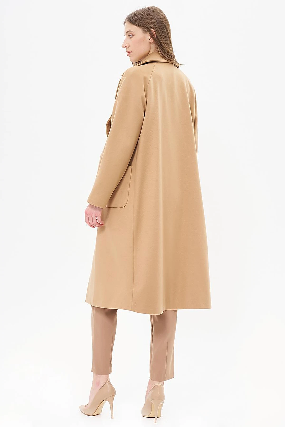 Erkek Yaka Reglan Kol Kaşe Kaban Camel 