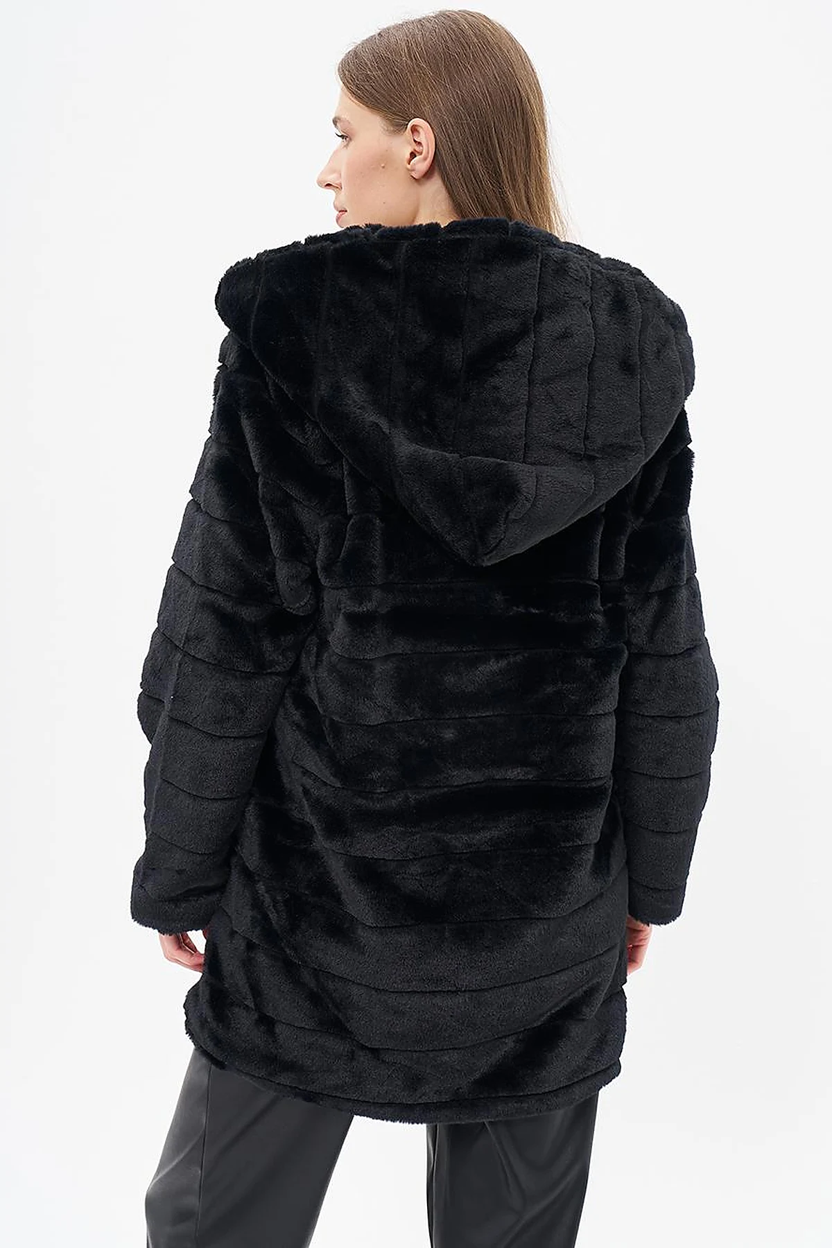 Hooded Plush Coat Black
