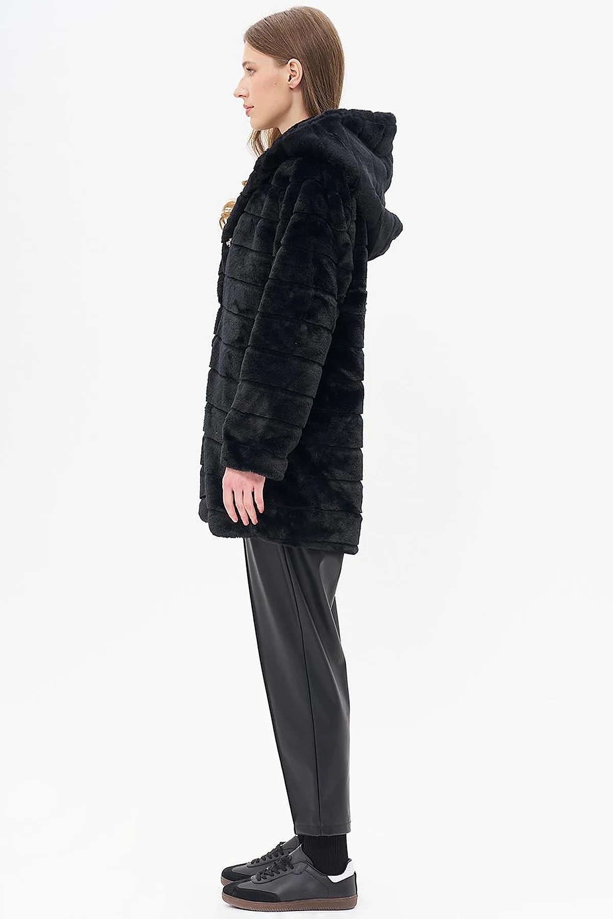 Hooded Plush Coat Black