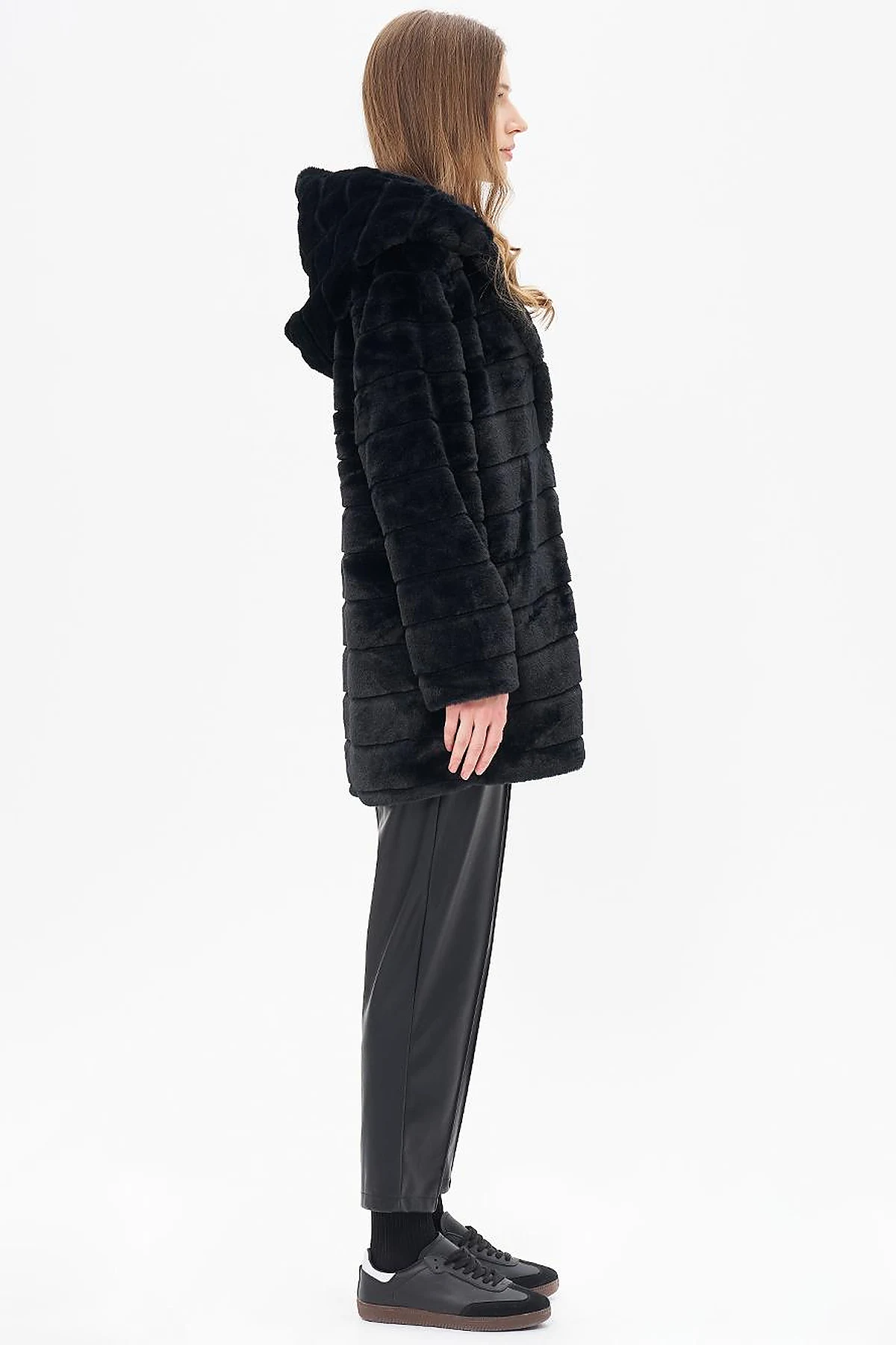 Hooded Plush Coat Black