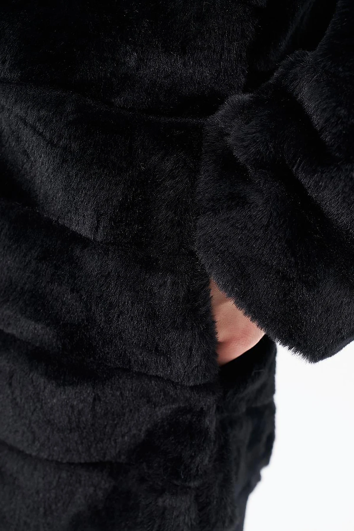Hooded Plush Coat Black