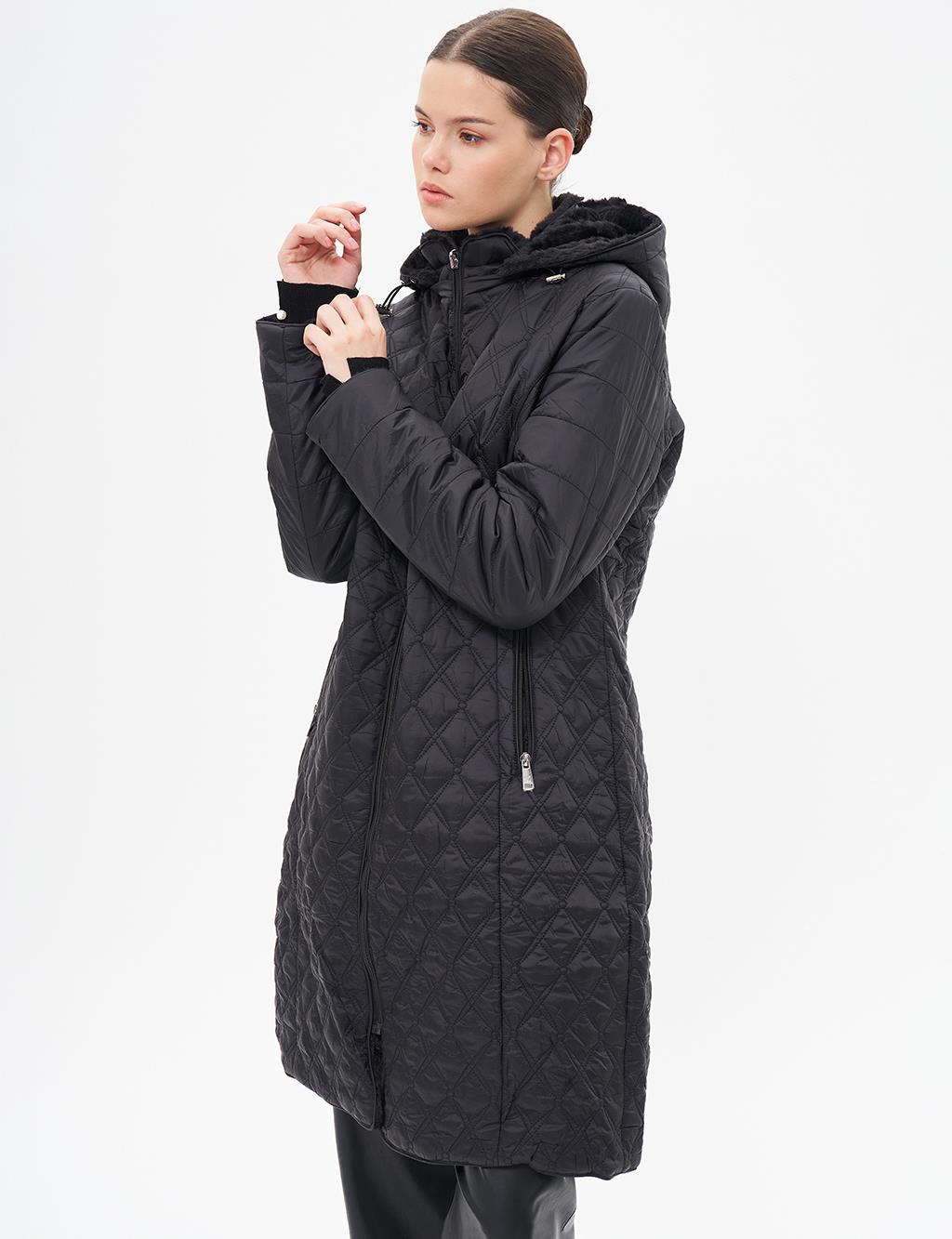 Hooded Double-Sided Jacket - Black