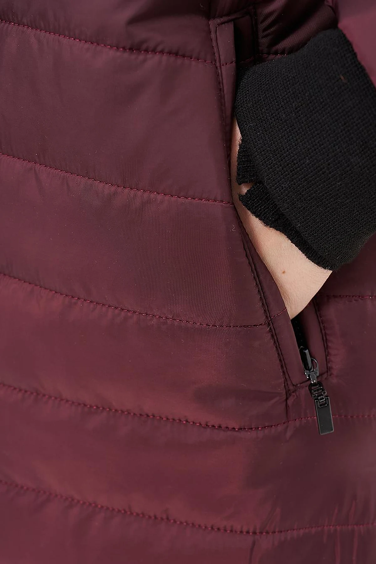 High Collar Hooded Anorak Coat Plum