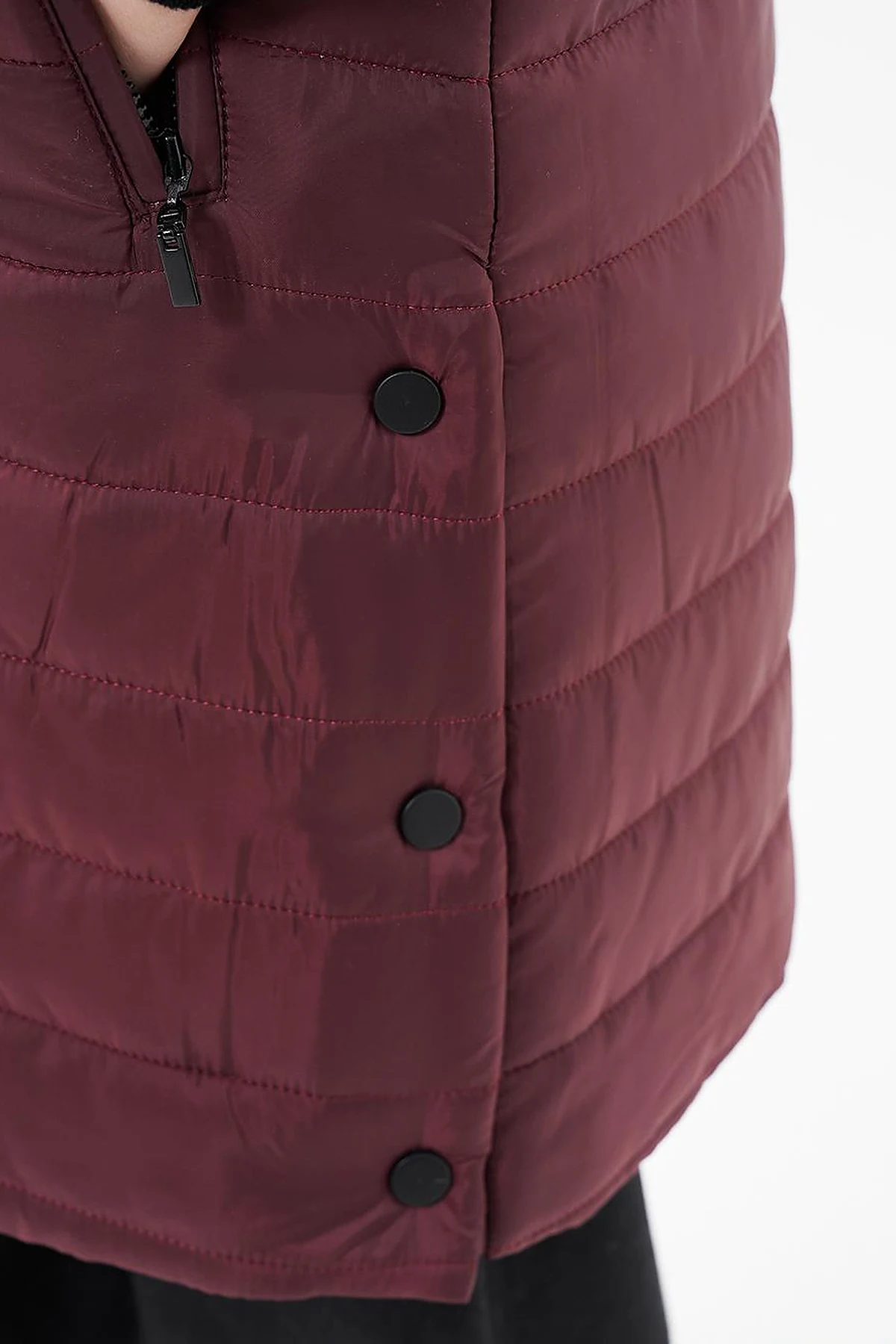High Collar Hooded Anorak Coat Plum