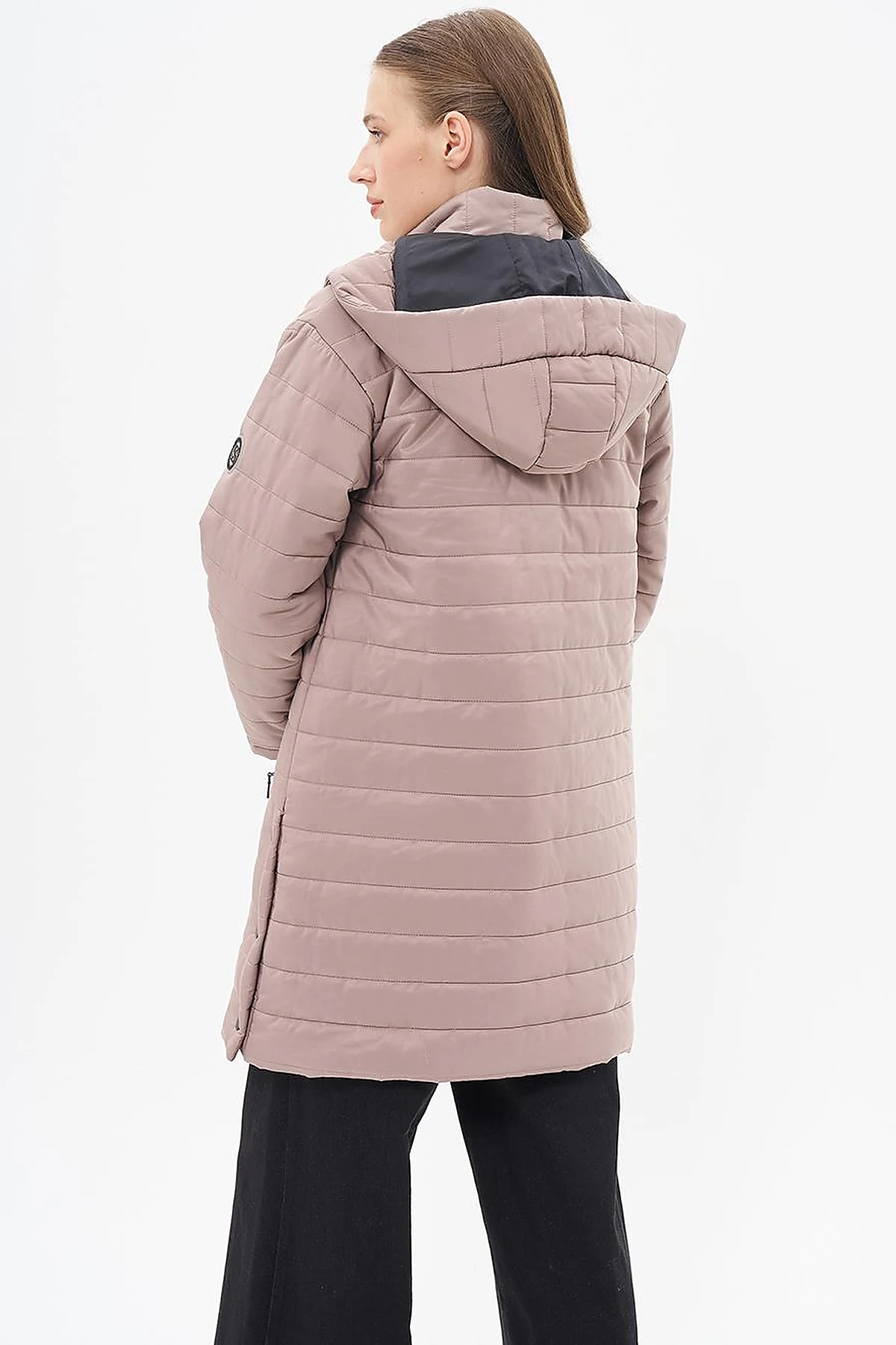 High Collar Hooded Quilted Anorak Coat Mink