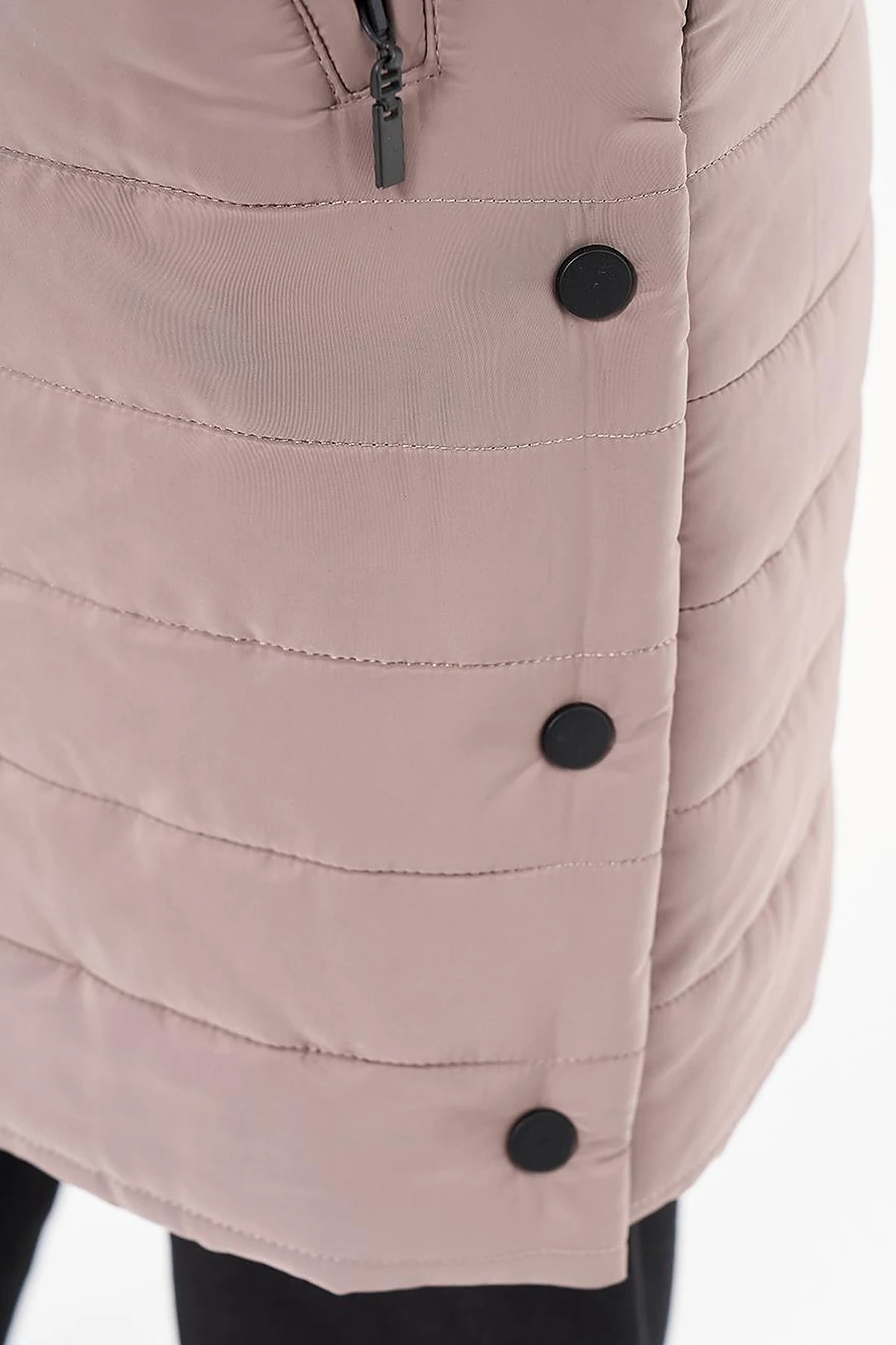 High Collar Hooded Quilted Anorak Coat Mink