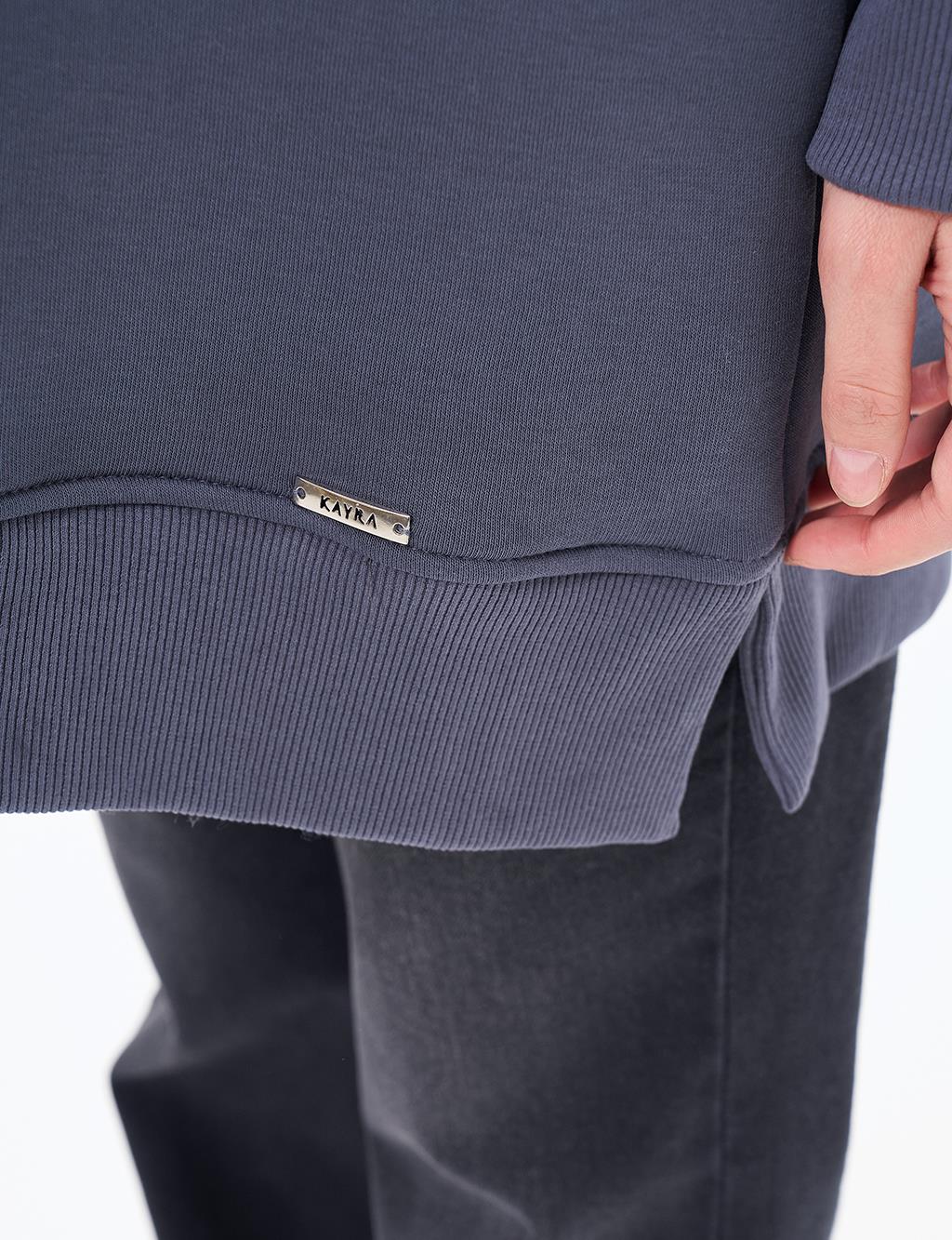 Drop-Shoulder Zip-Up Sweatshirt - Anthracite