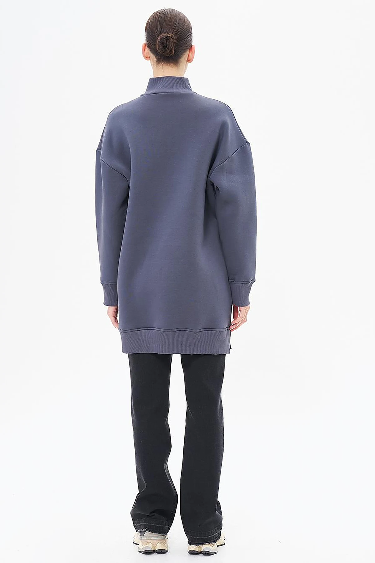 Drop-Shoulder Zip-Up Sweatshirt - Anthracite