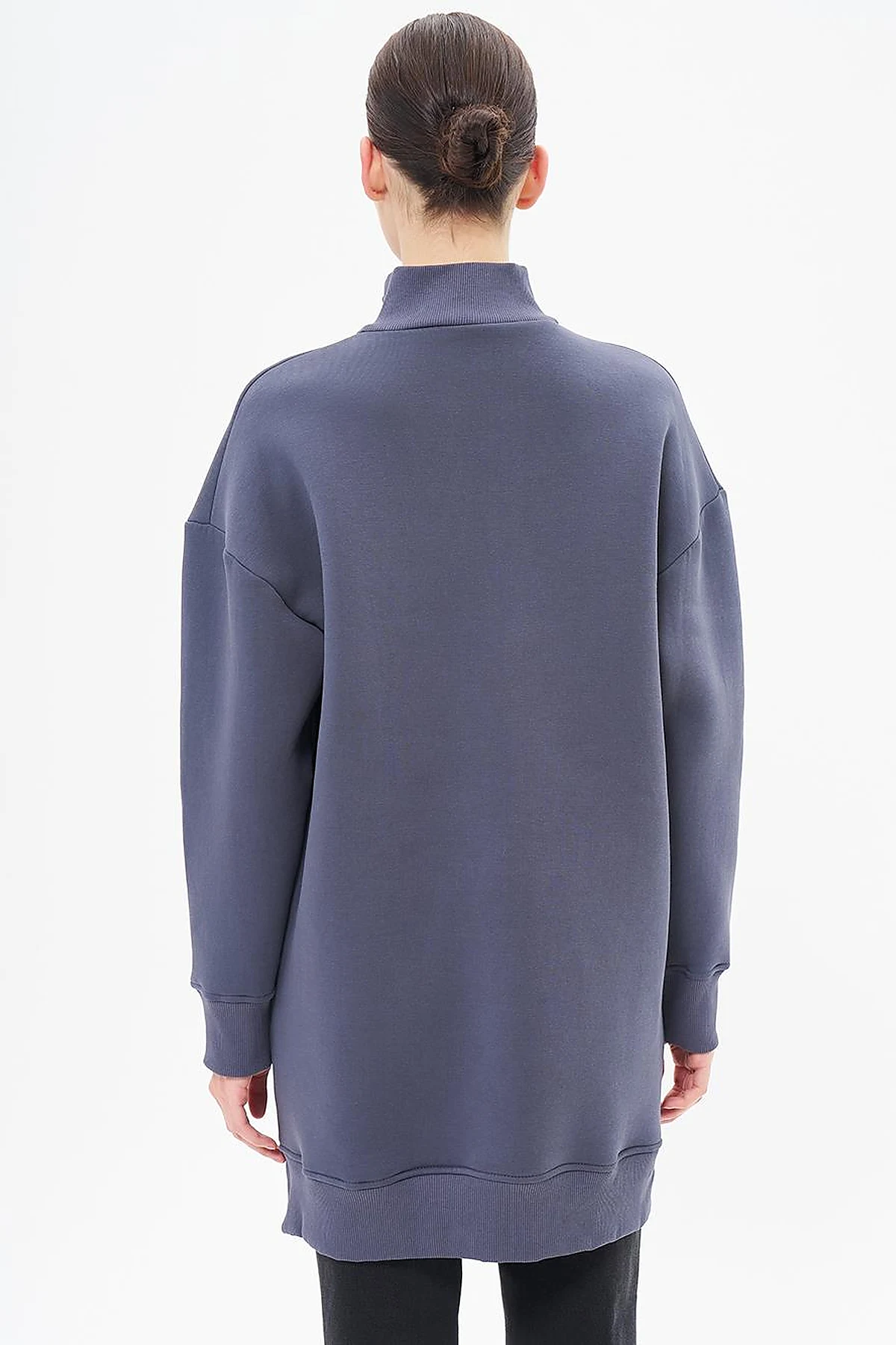 Drop-Shoulder Zip-Up Sweatshirt - Anthracite