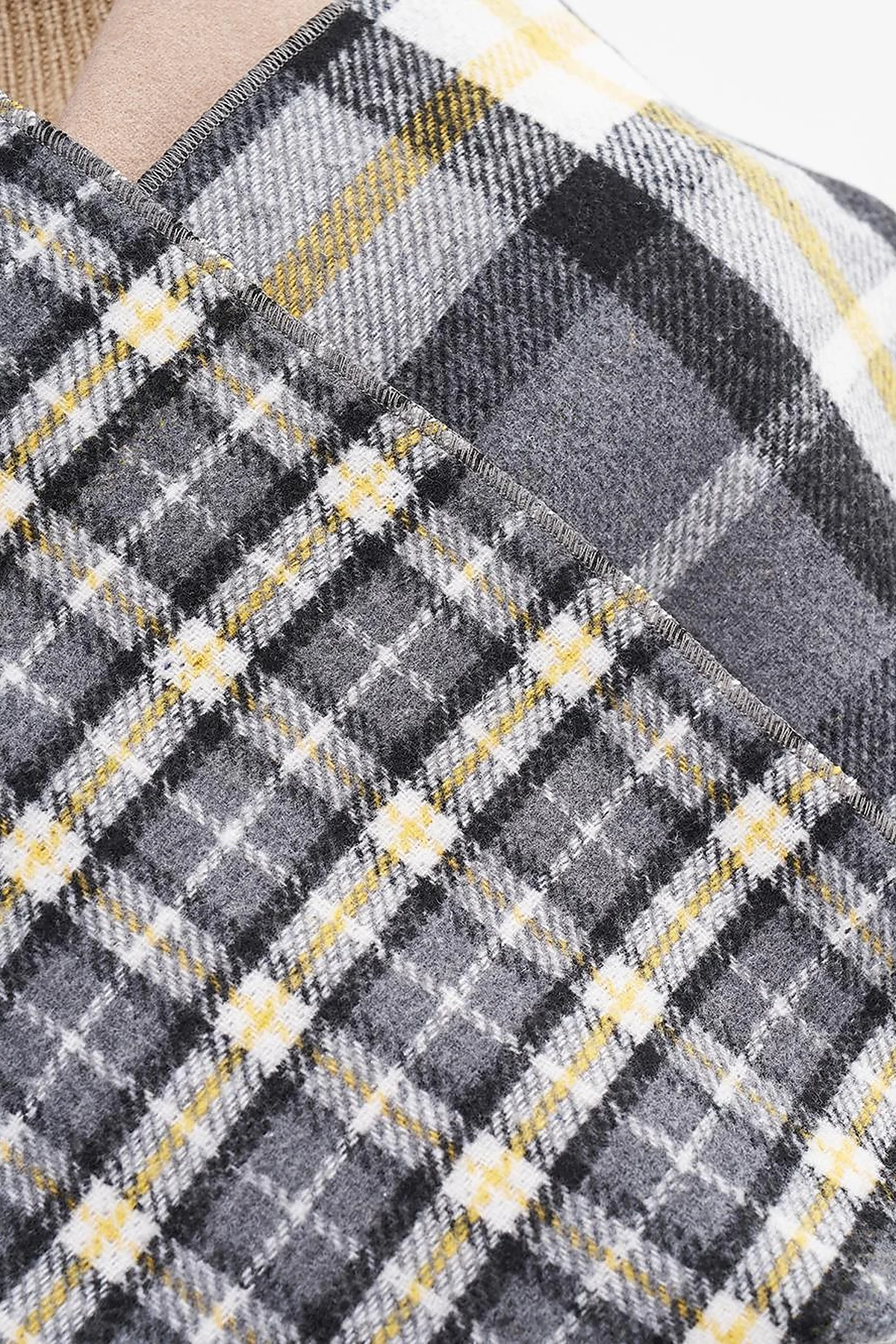 Reversible Checkered Scarf - Gray-Yellow