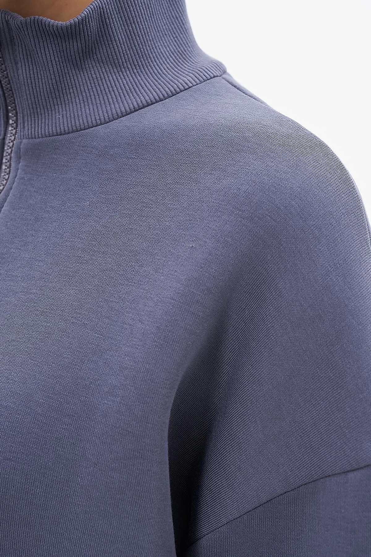 Drop-Shoulder Zip-Up Sweatshirt - Anthracite