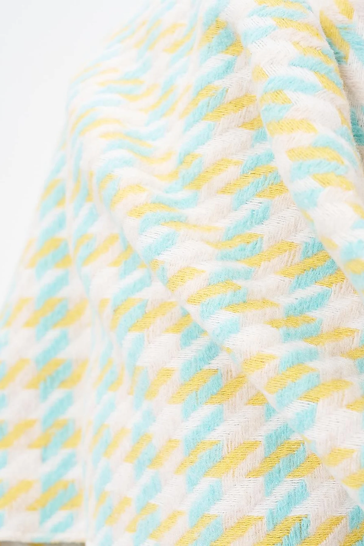 Houndstooth Patterned Scarf - Turquoise-Yellow
