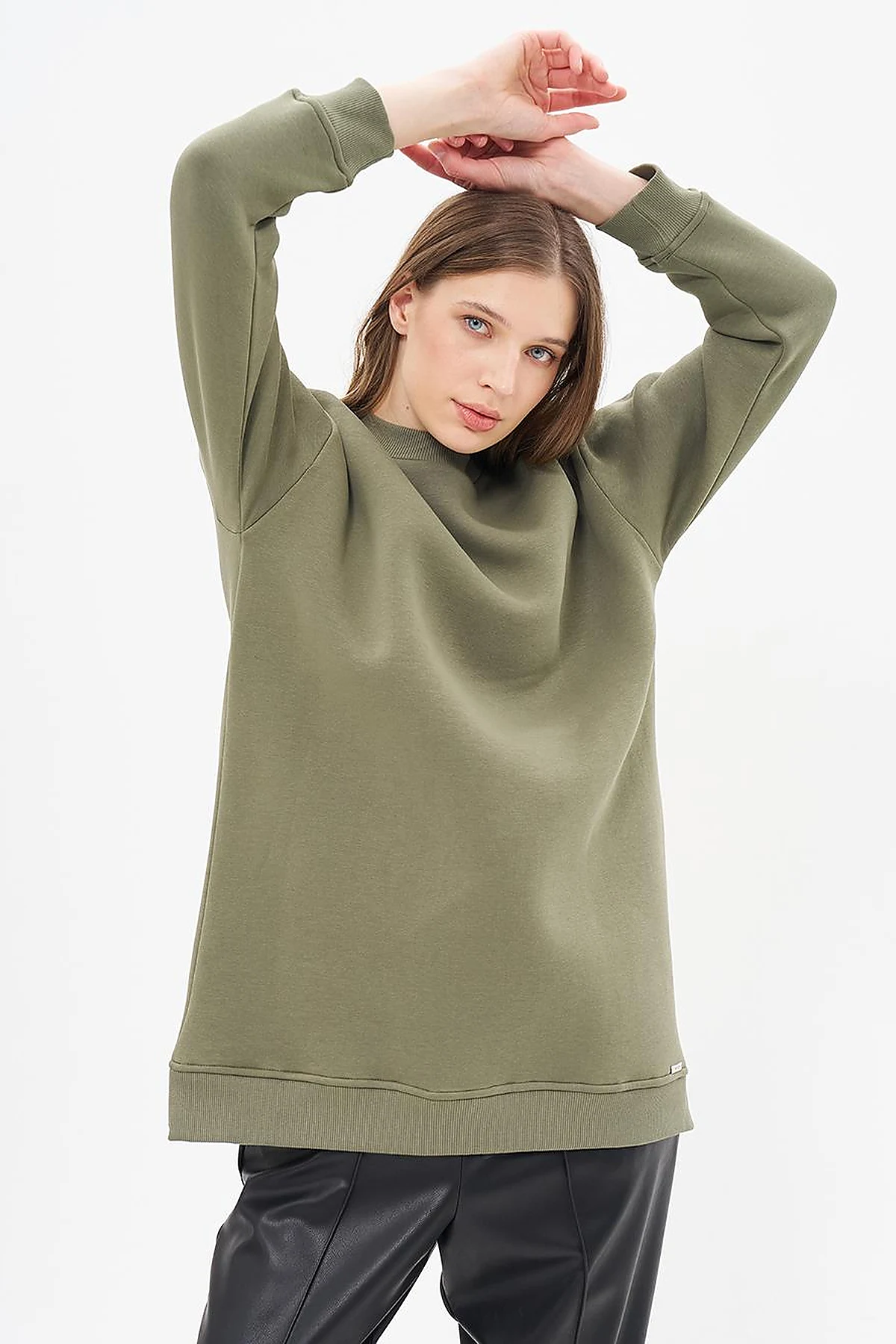 Crew Neck 3 Thread Sweatshirt Khaki