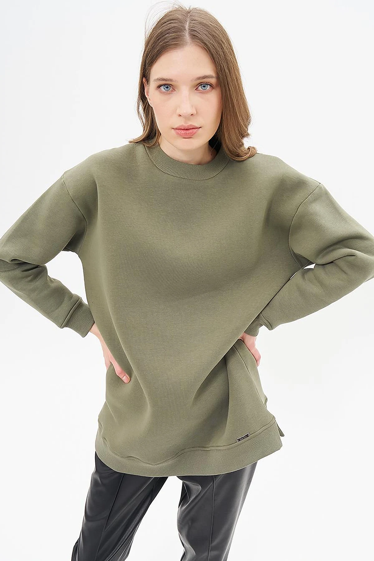 Crew Neck 3 Thread Sweatshirt Khaki