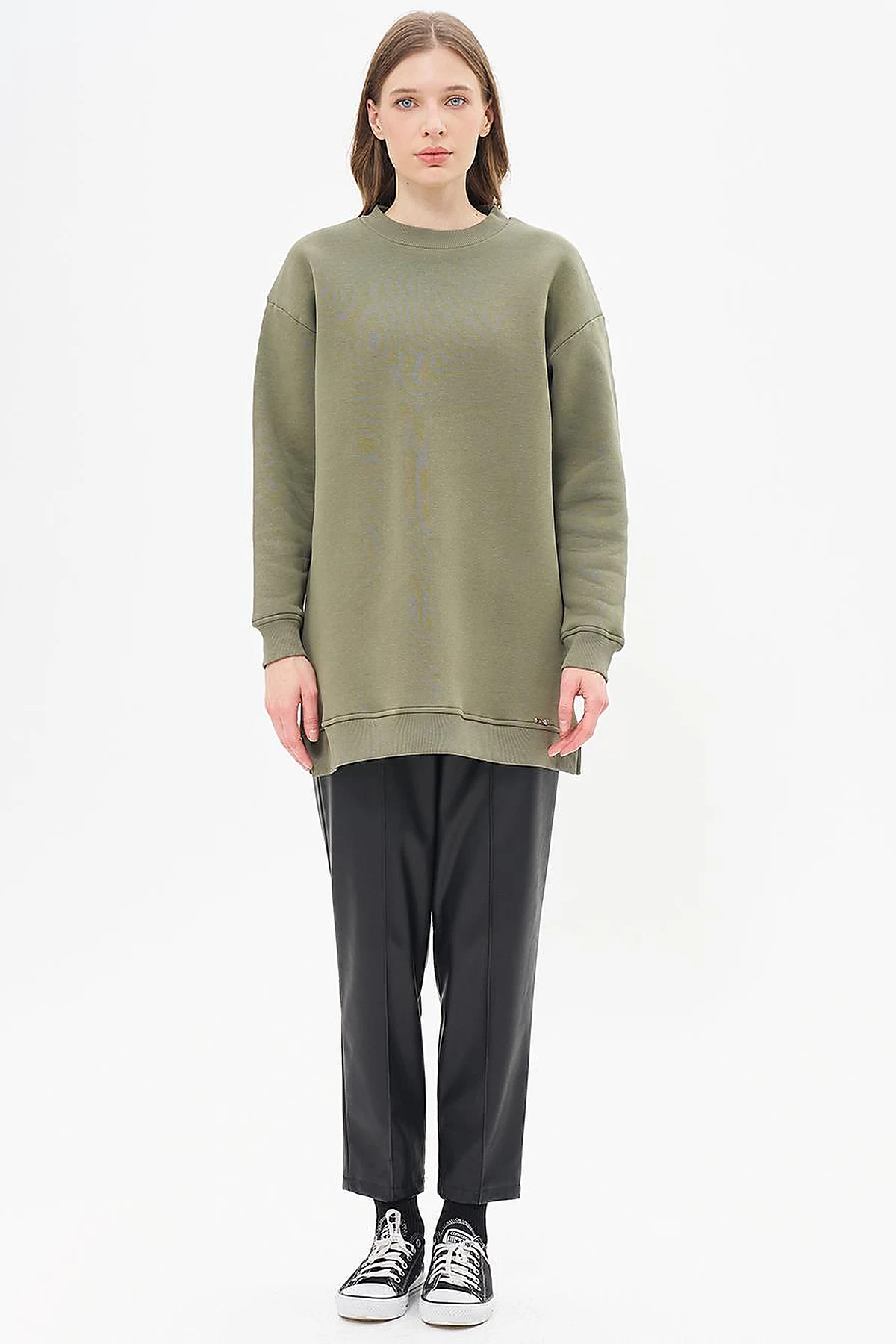 Crew Neck 3 Thread Sweatshirt Khaki