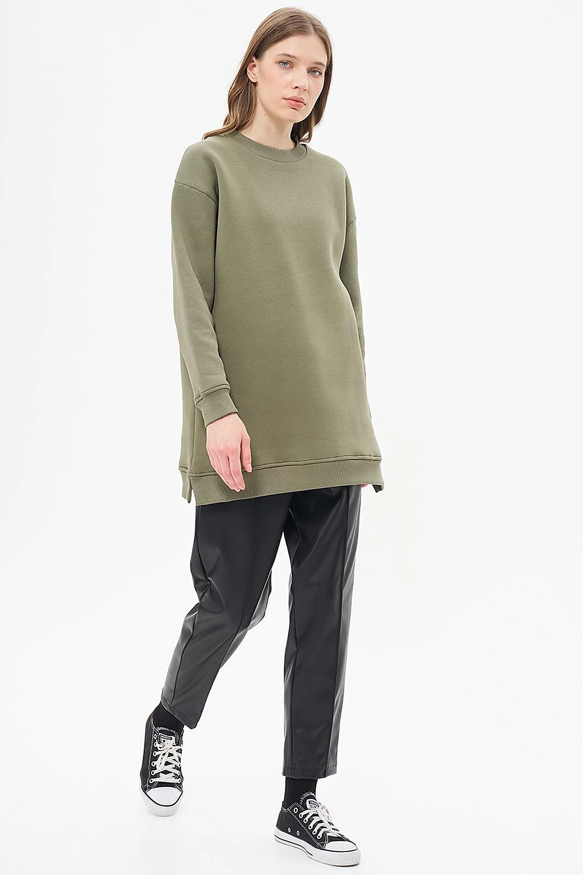Crew Neck 3 Thread Sweatshirt Khaki