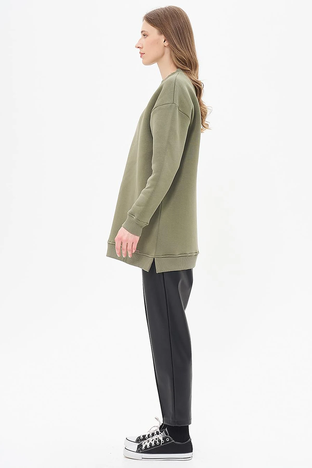 Crew Neck 3 Thread Sweatshirt Khaki