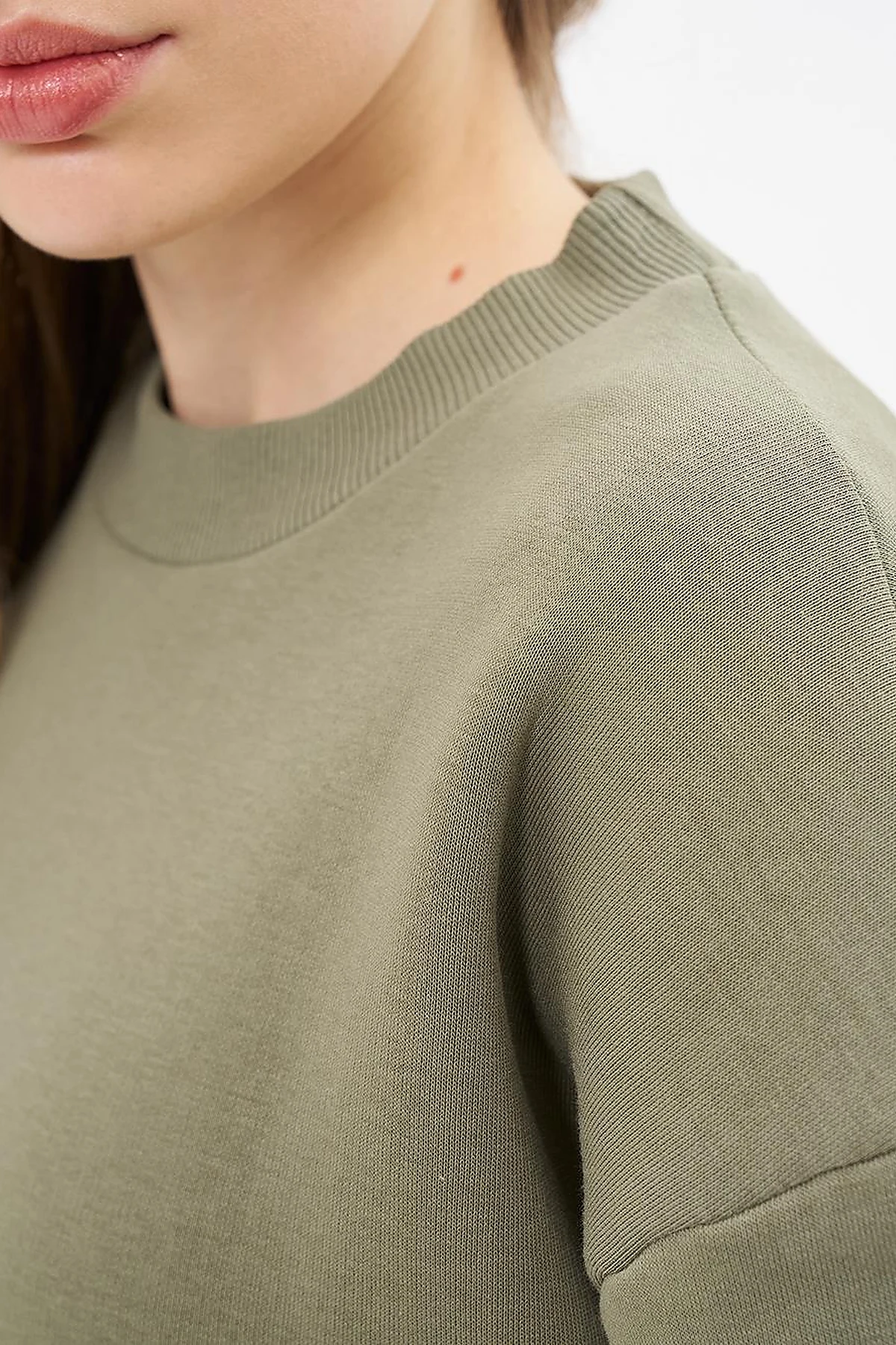 Crew Neck 3 Thread Sweatshirt Khaki