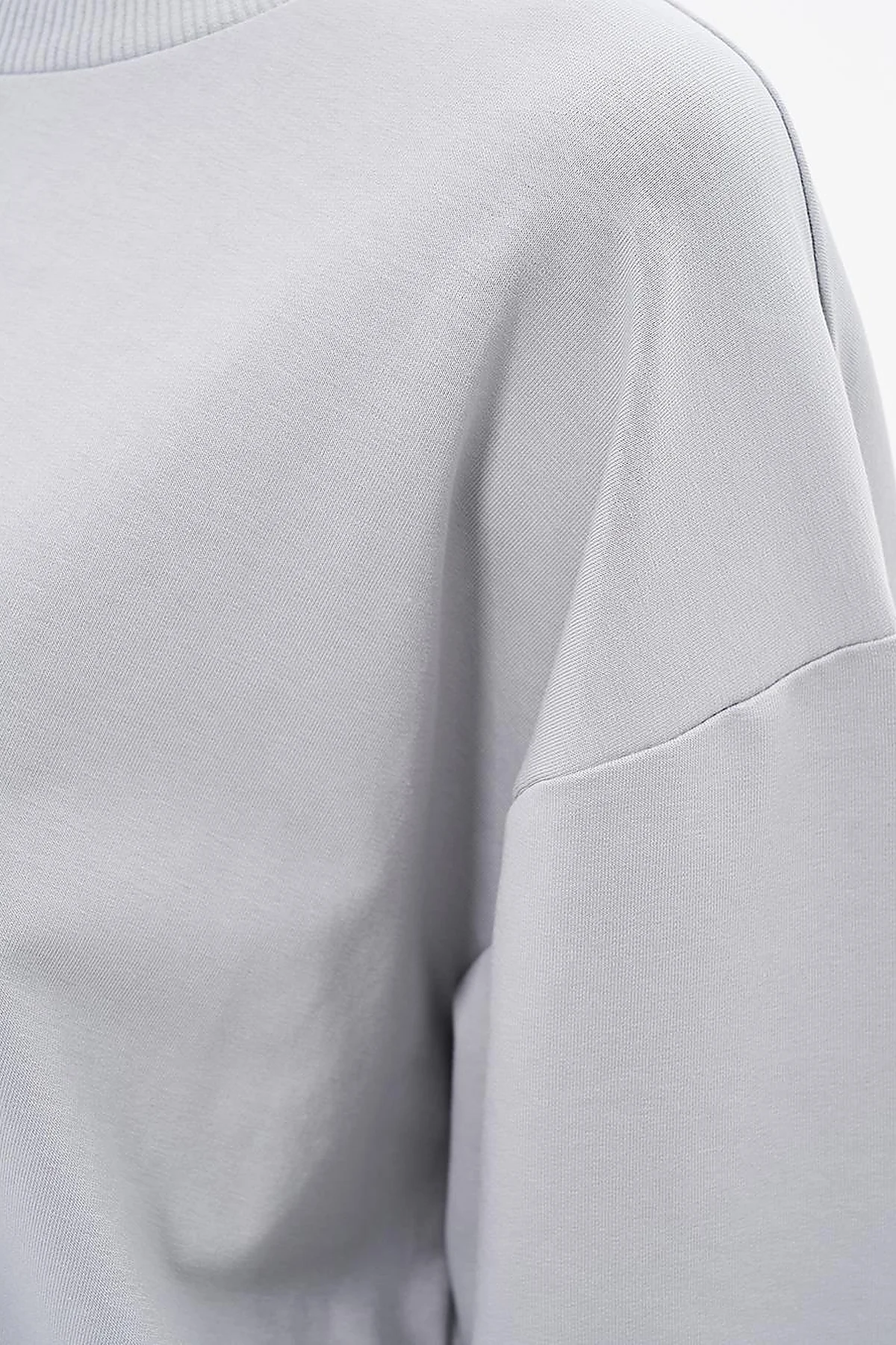 Crew Neck Drop-Shoulder Sweatshirt - Gray