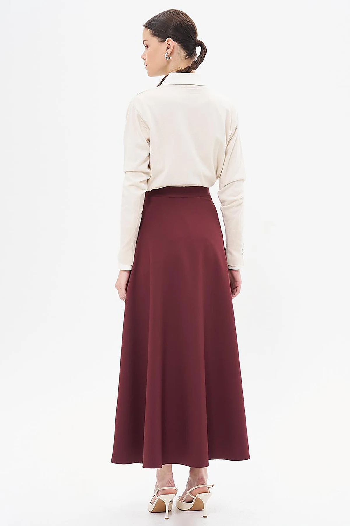 Basic Flared Skirt Burgundy