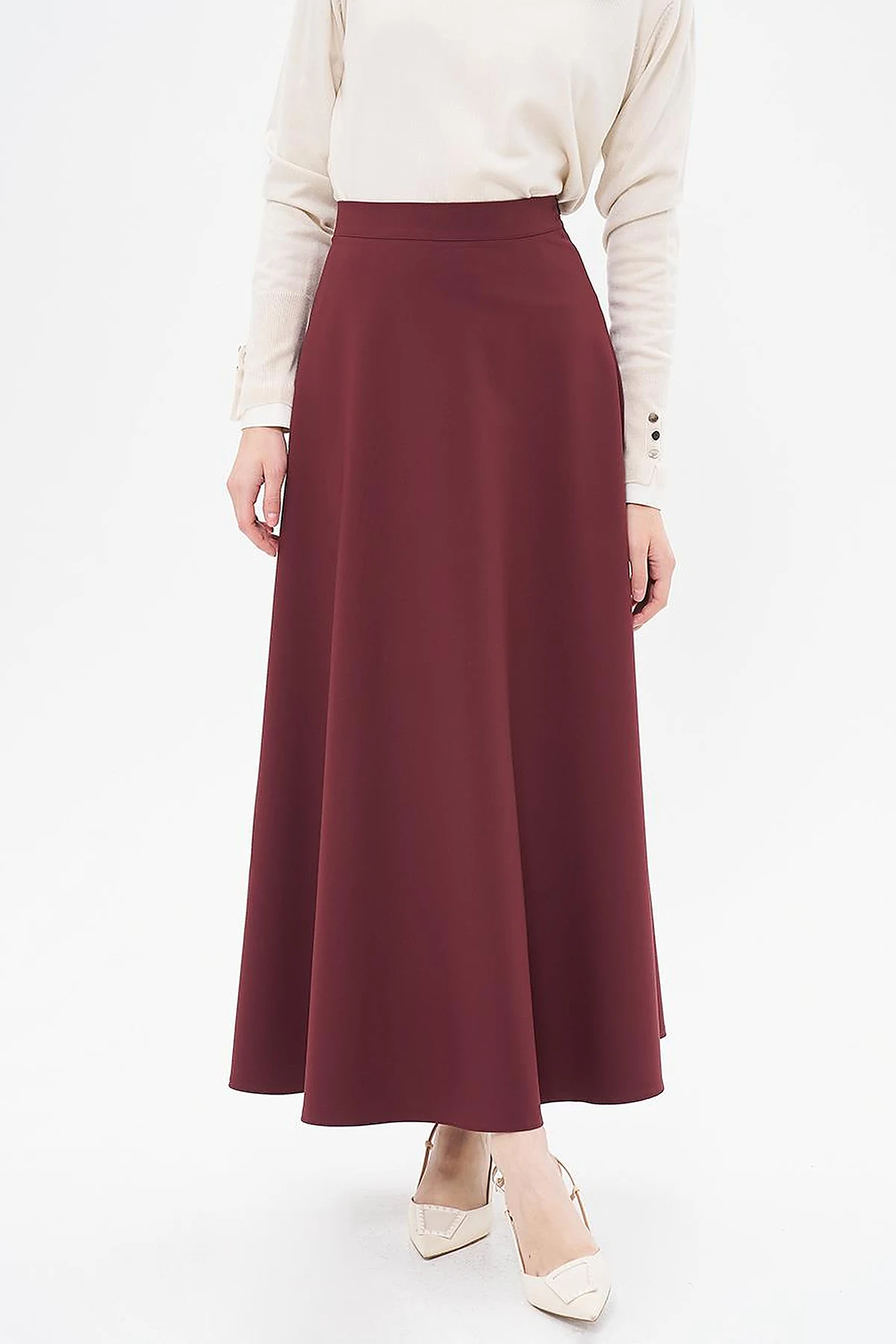 Basic Flared Skirt Burgundy