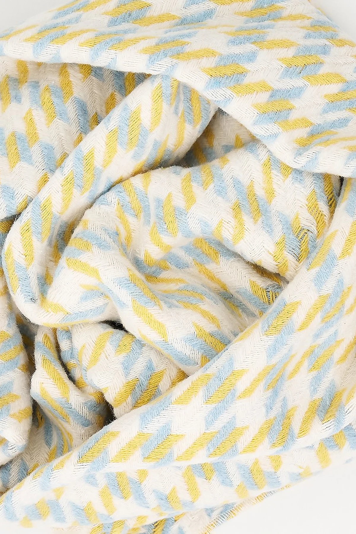 Houndstooth Patterned Scarf - Yellow-Light Blue