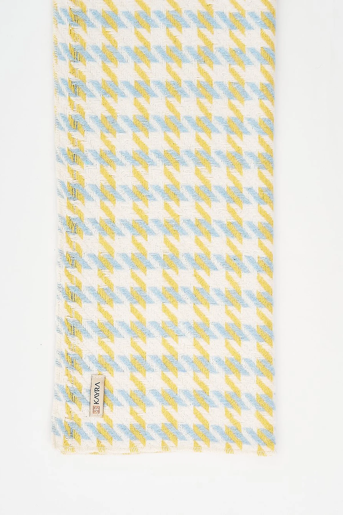 Houndstooth Patterned Scarf - Yellow-Light Blue