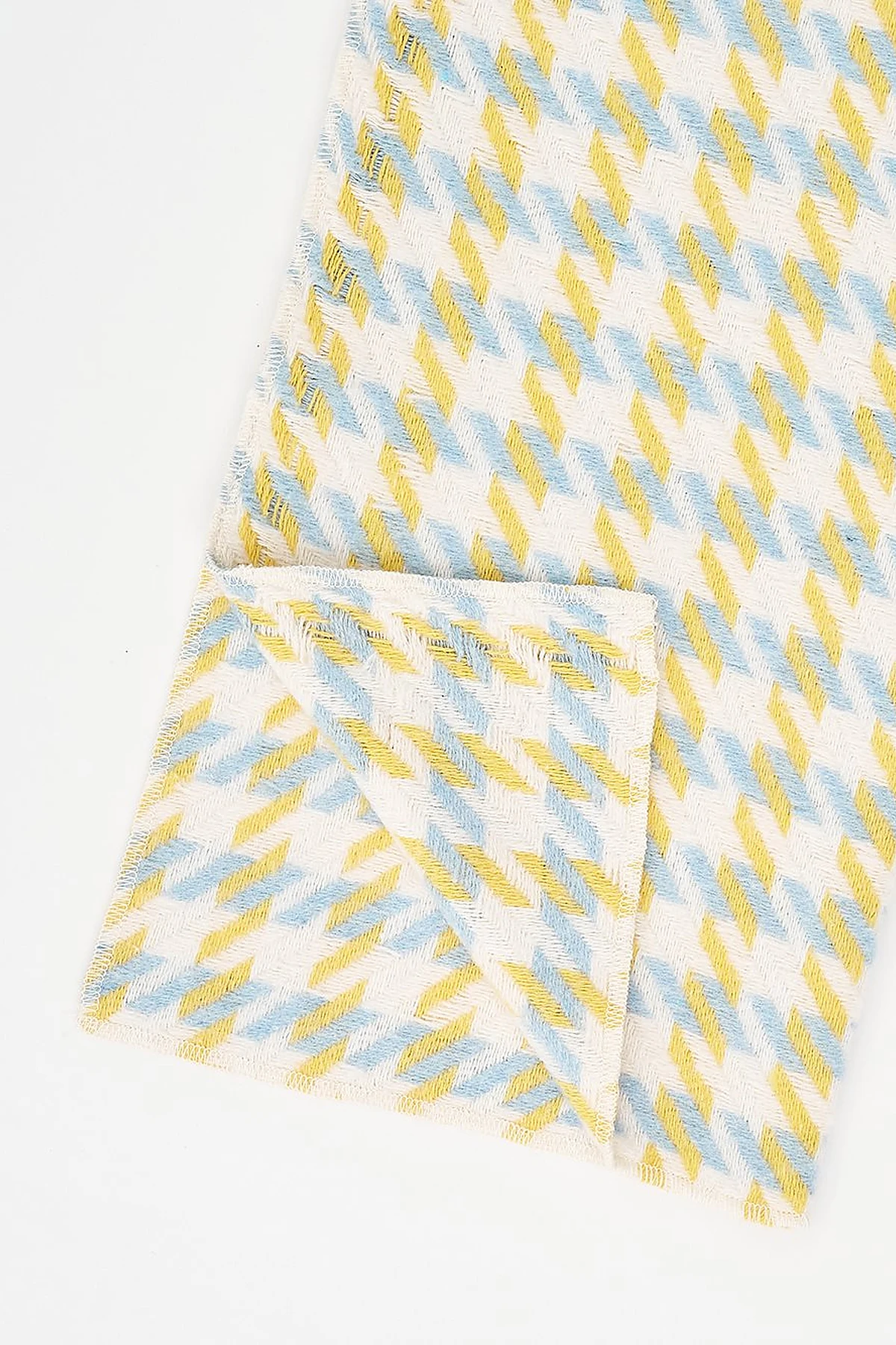 Houndstooth Patterned Scarf - Yellow-Light Blue