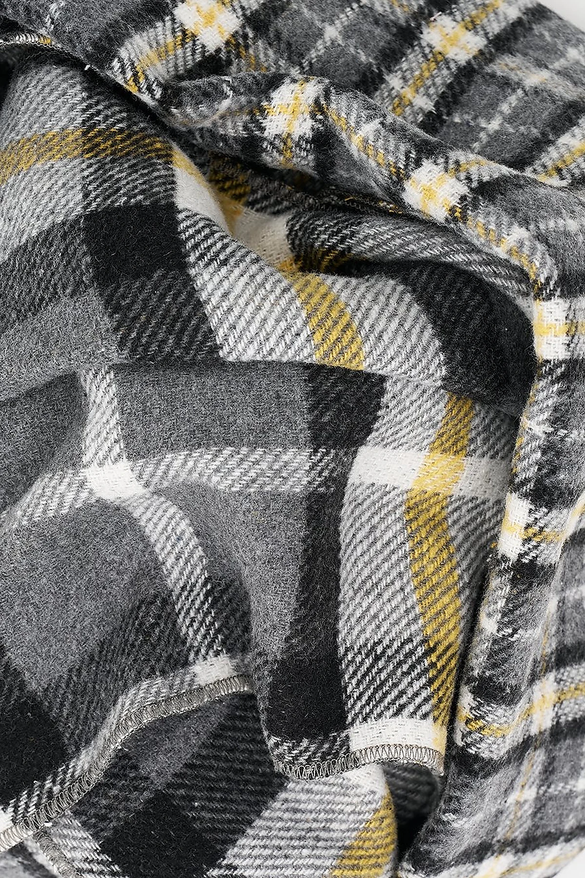 Reversible Checkered Scarf - Gray-Yellow