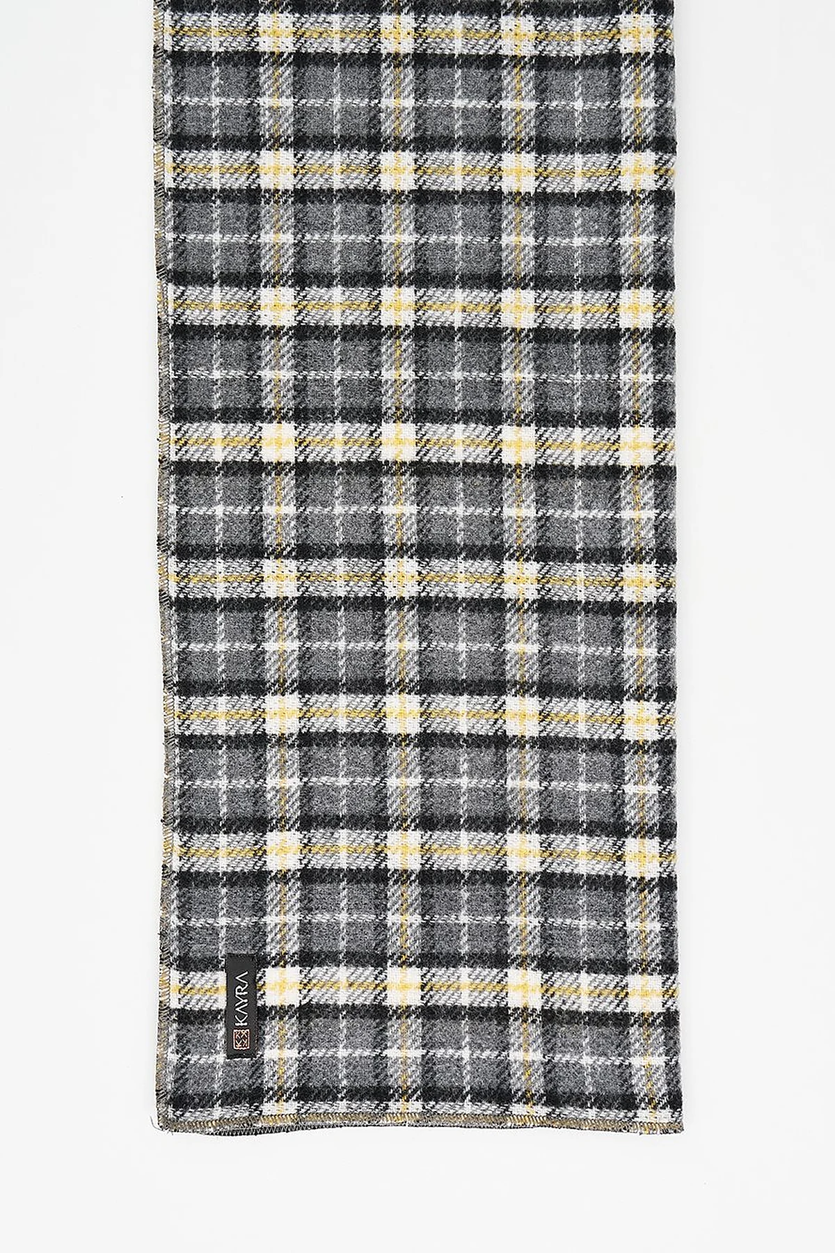 Reversible Checkered Scarf - Gray-Yellow