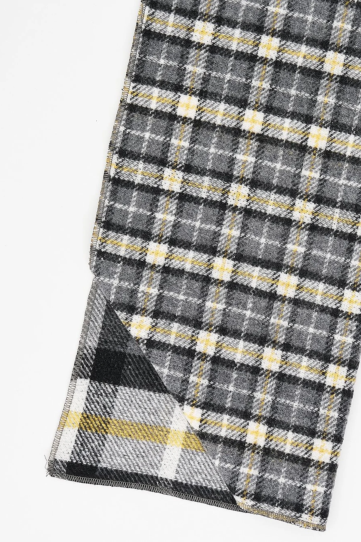 Reversible Checkered Scarf - Gray-Yellow