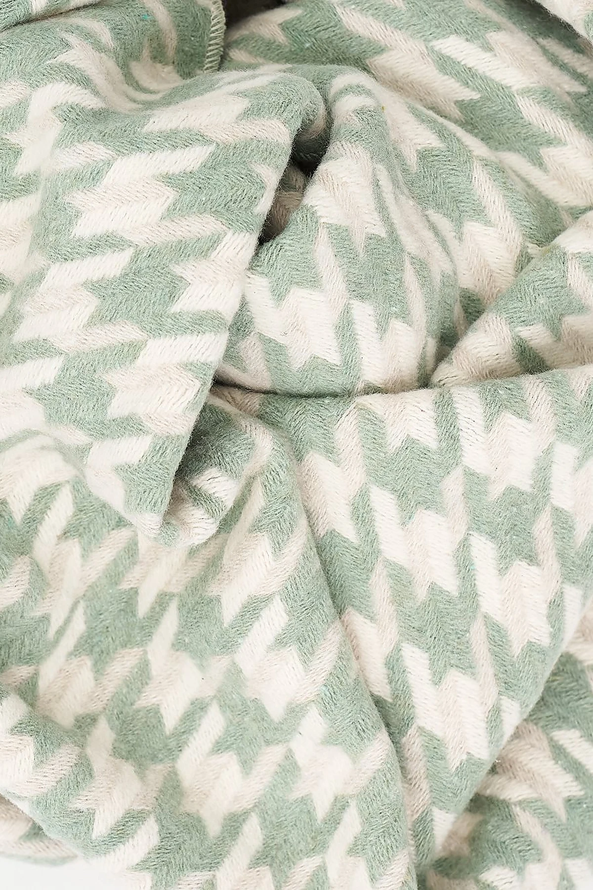 Houndstooth Patterned Scarf - Mint-Ecru