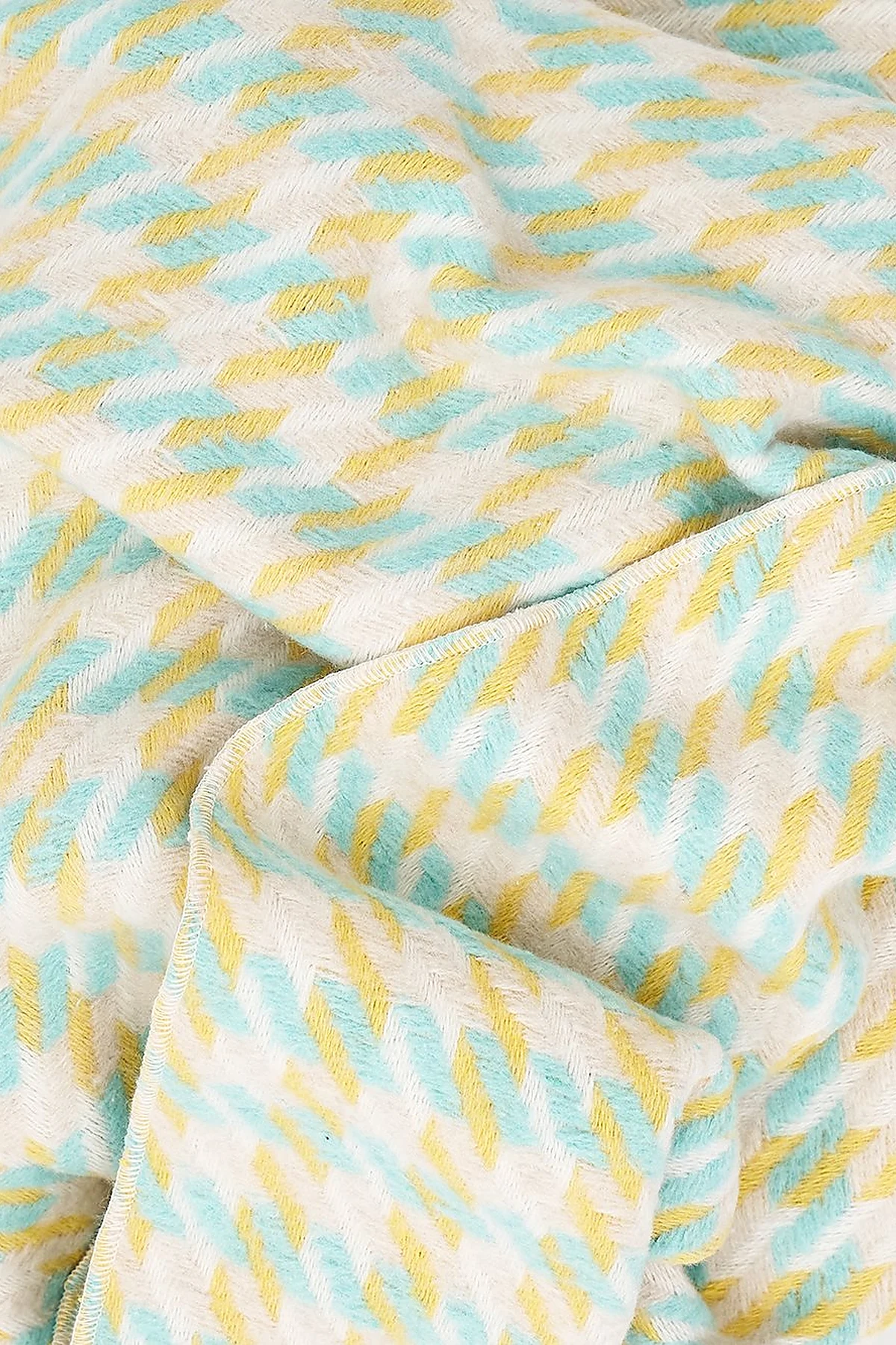 Houndstooth Patterned Scarf - Turquoise-Yellow