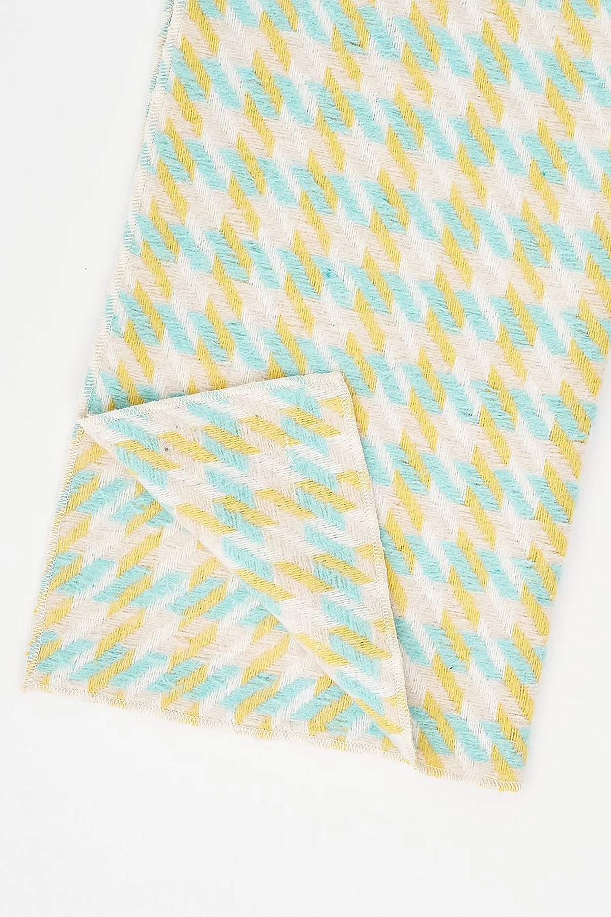 Houndstooth Patterned Scarf - Turquoise-Yellow