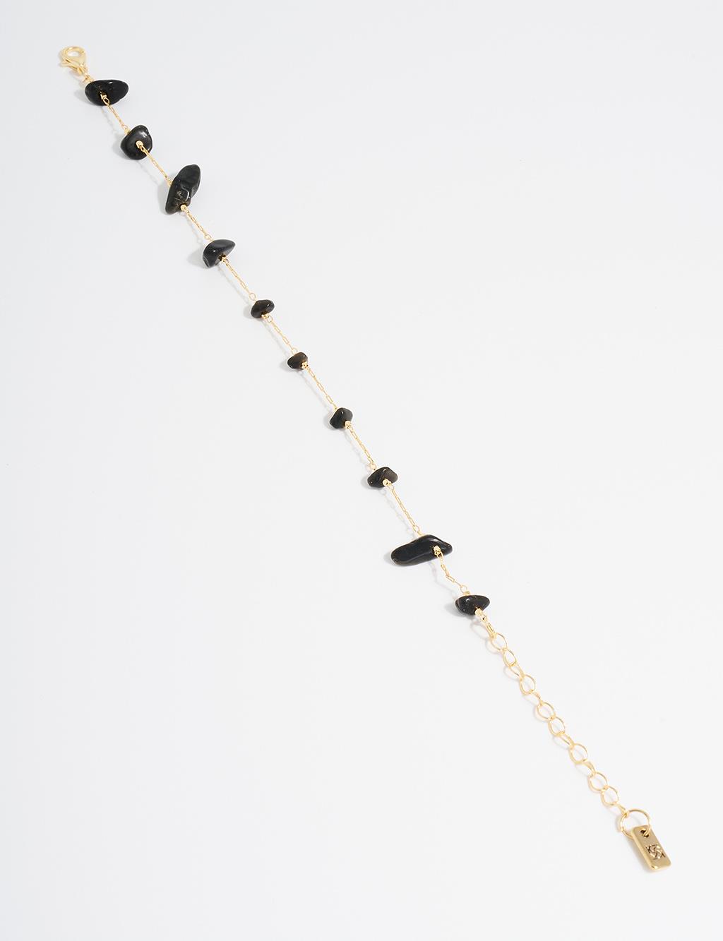 Gold Anklet with Natural Stone Arrangement