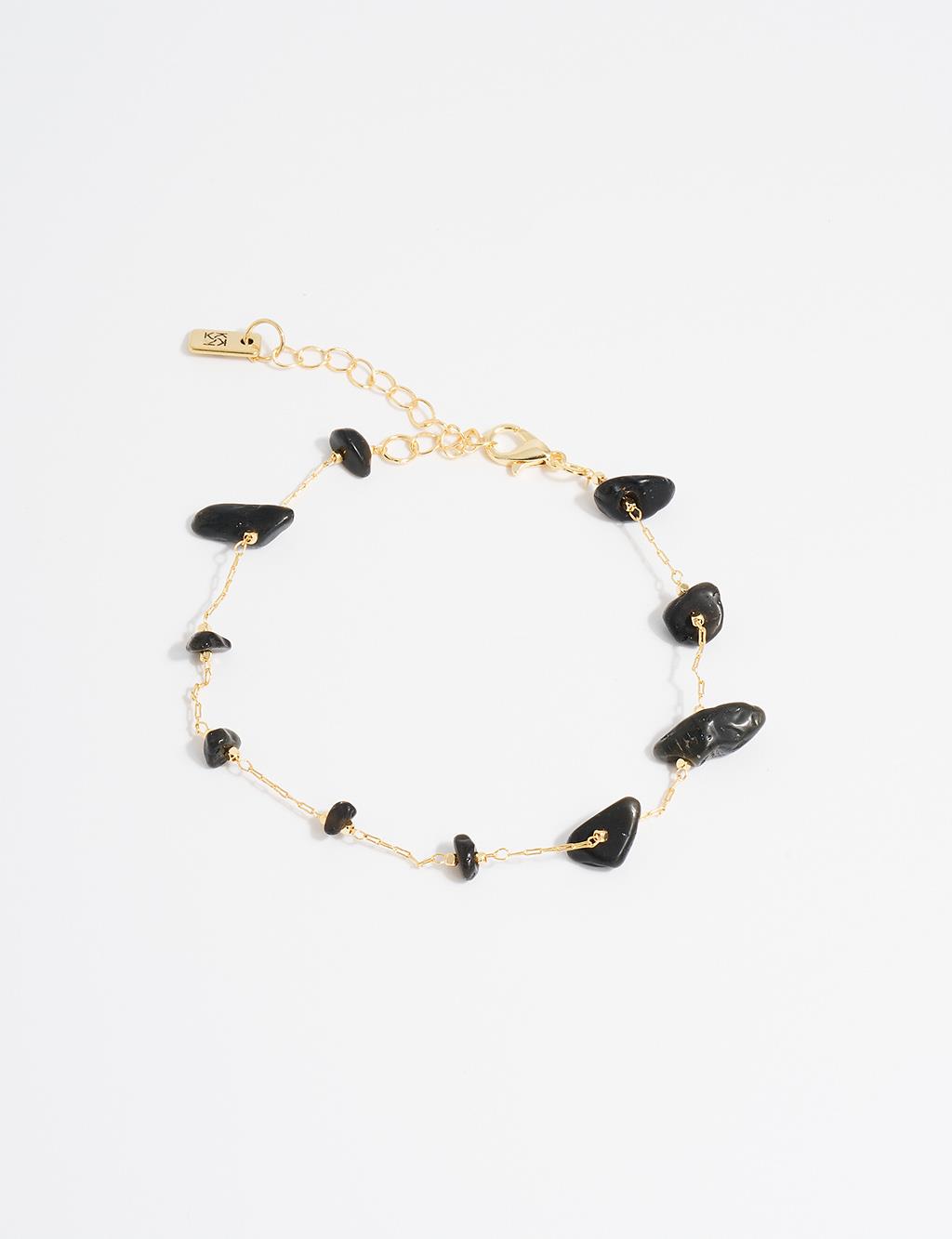 Gold Anklet with Natural Stone Arrangement