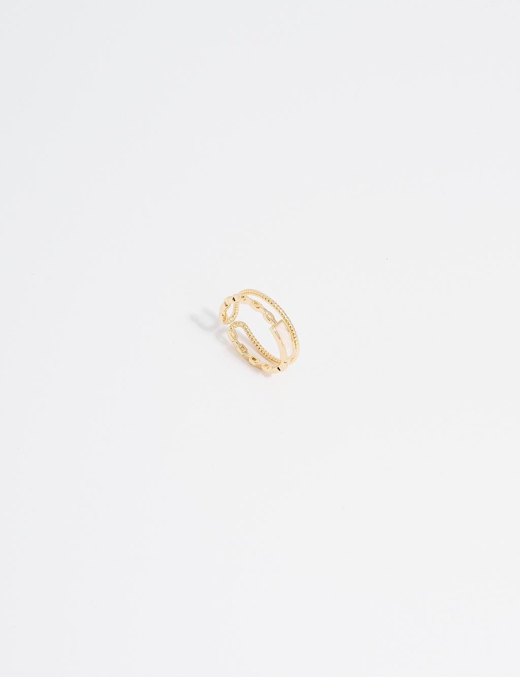 Natural Stone Detailed Ring Gold