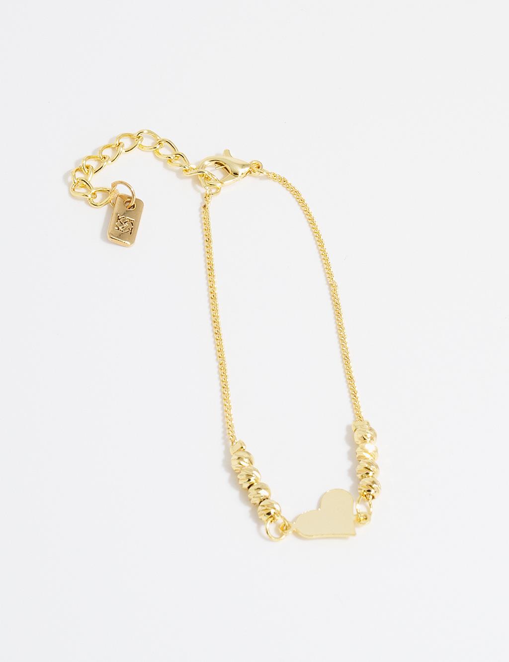 Gold Bracelet with Heart Figurine