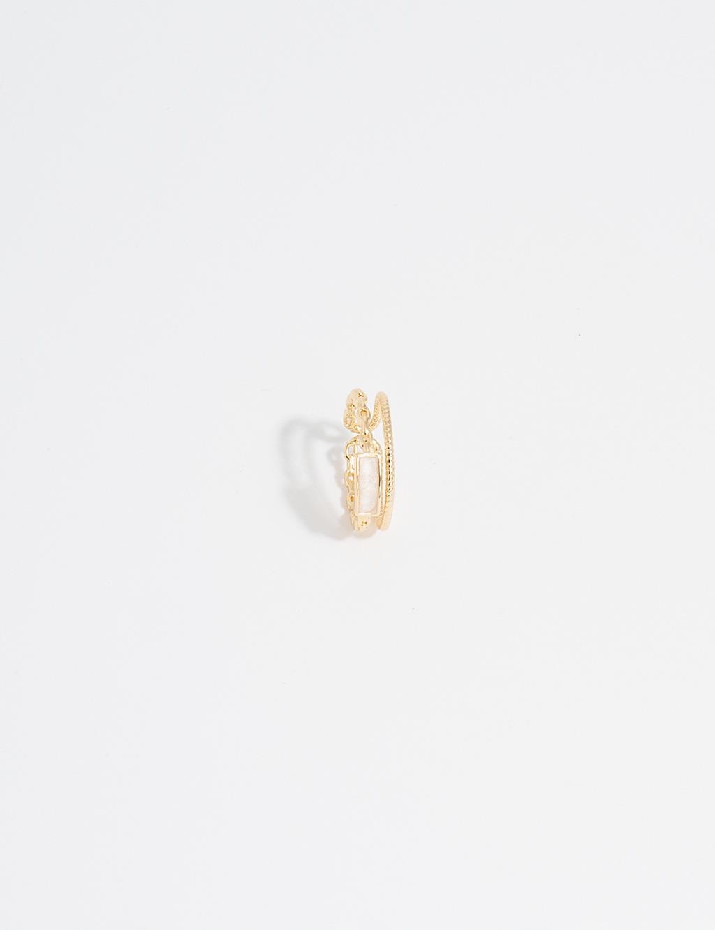 Natural Stone Detailed Ring Gold