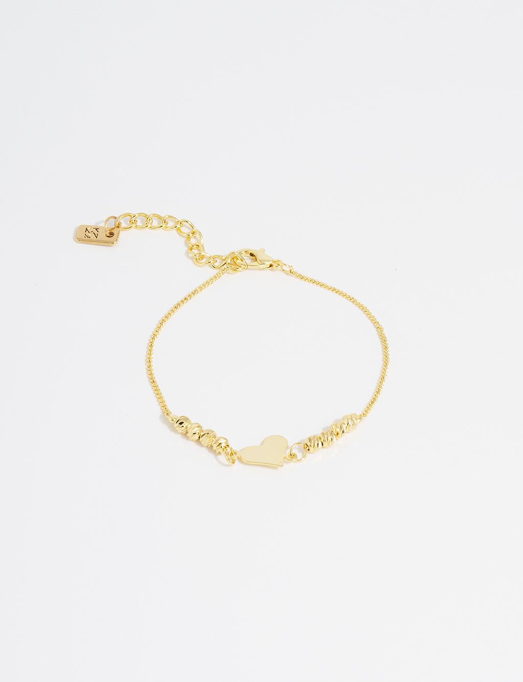 Gold Bracelet with Heart Figurine