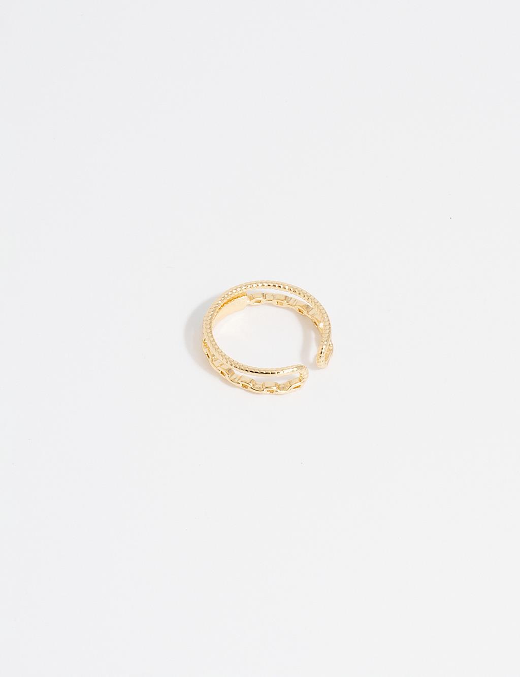 Natural Stone Detailed Ring Gold
