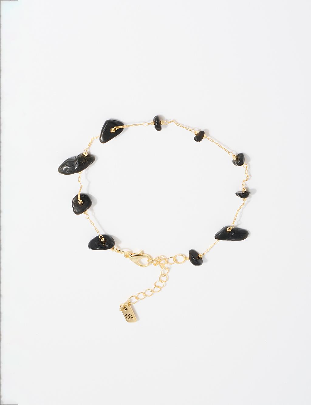Gold Anklet with Natural Stone Arrangement