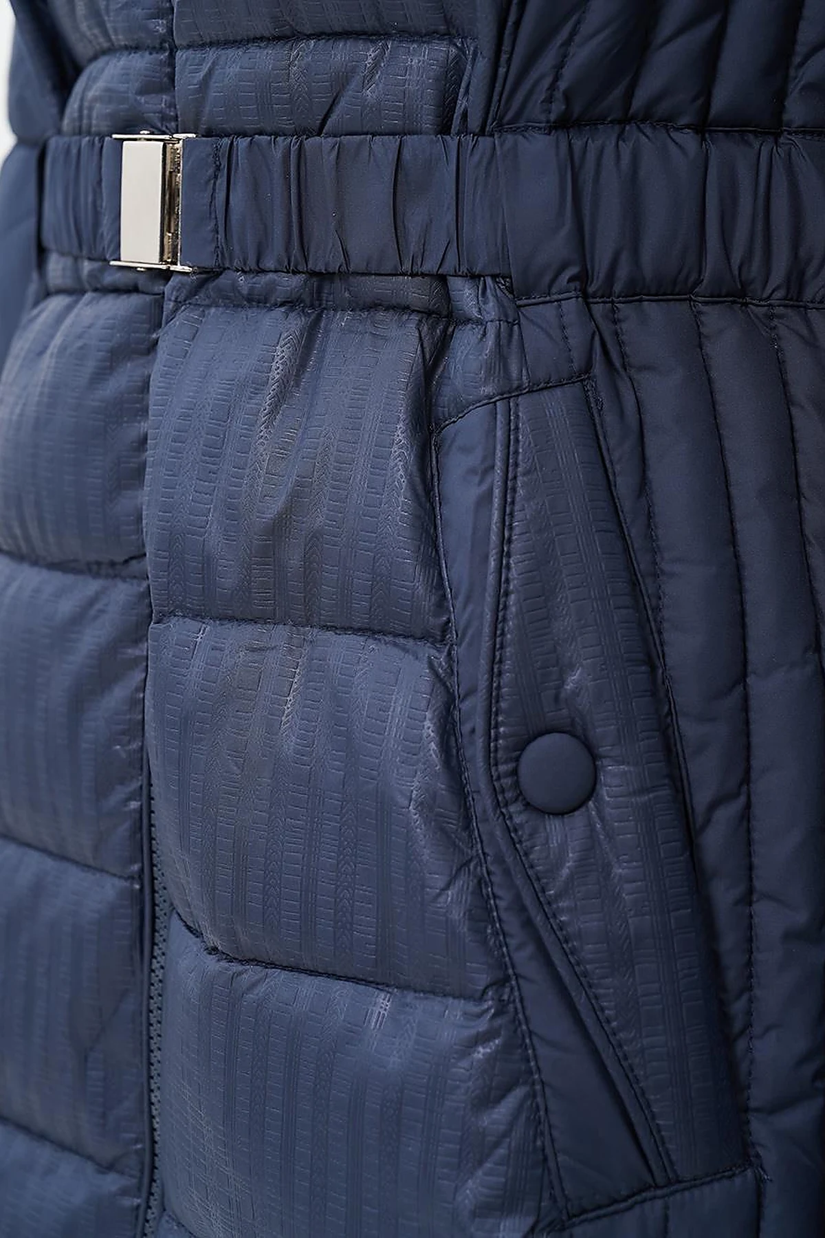 Faux Fur Hooded Anorak Jacket in Navy Blue