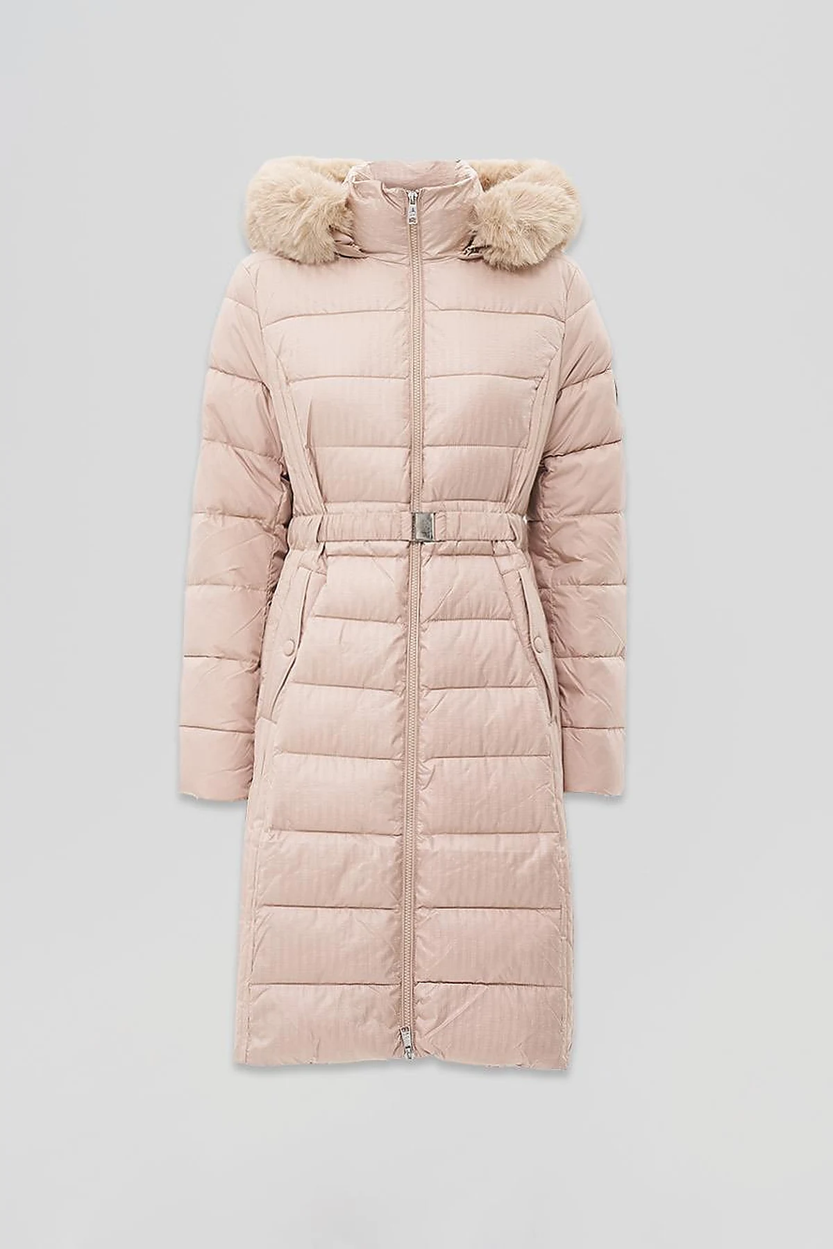  Faux Fur Hooded Anorak Coat in Beige