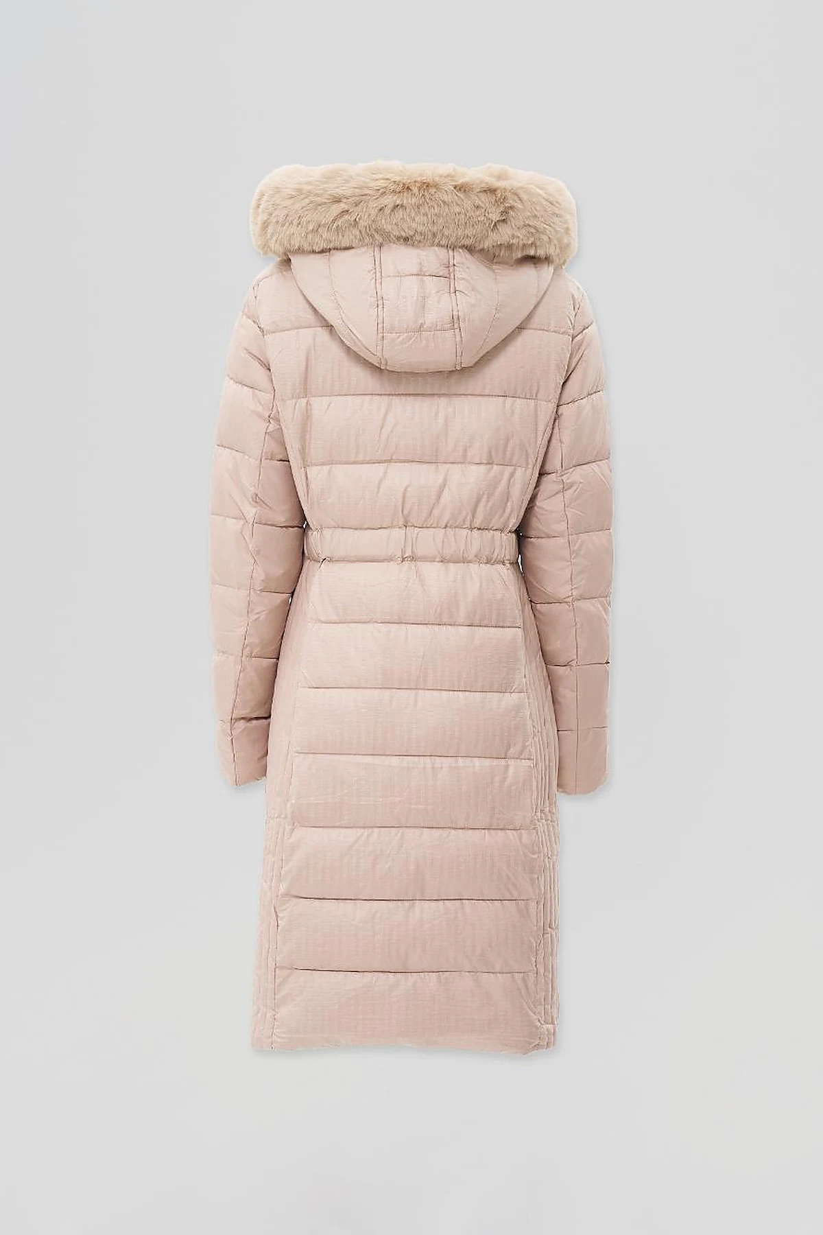  Faux Fur Hooded Anorak Coat in Beige